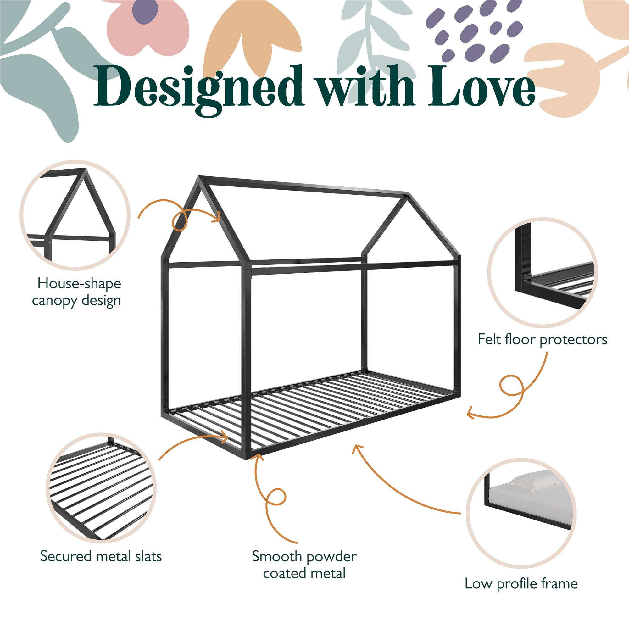 Max & Finn Skyler Metal Montessori House Bed, Twin, Black - Image 8