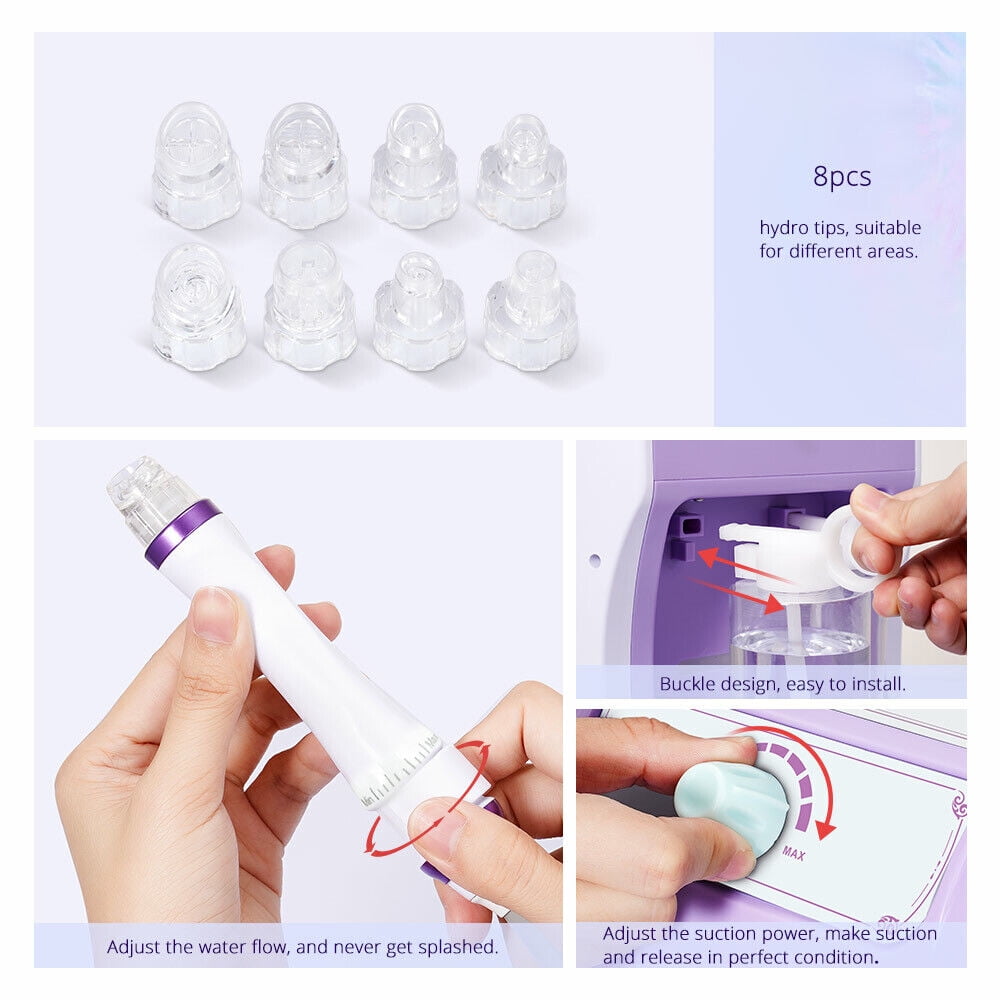 Ouwald Hydro Dermabrasion Facial Machine 6 in 1 Multifunctional Hydrogen Oxygen Facial Hydro Machine Microcurrent Hot Cold Skin Care Microdermabrasion Beauty Machine Blackhead Remove - Image 9