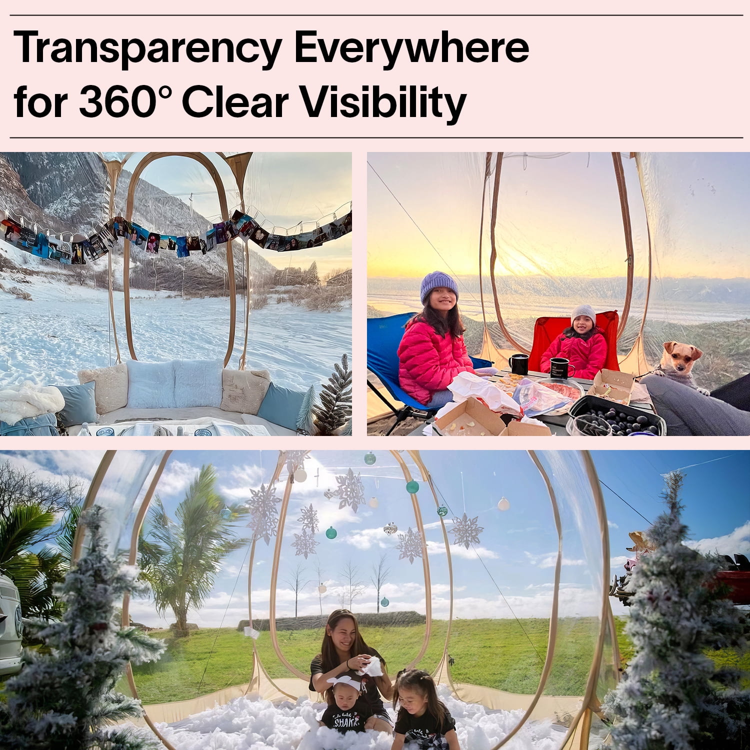 Alvantor Bubble Tent Pop up Canopy Family Camping Gazebo 10'Lx10W'x7'H Beige - Image 9