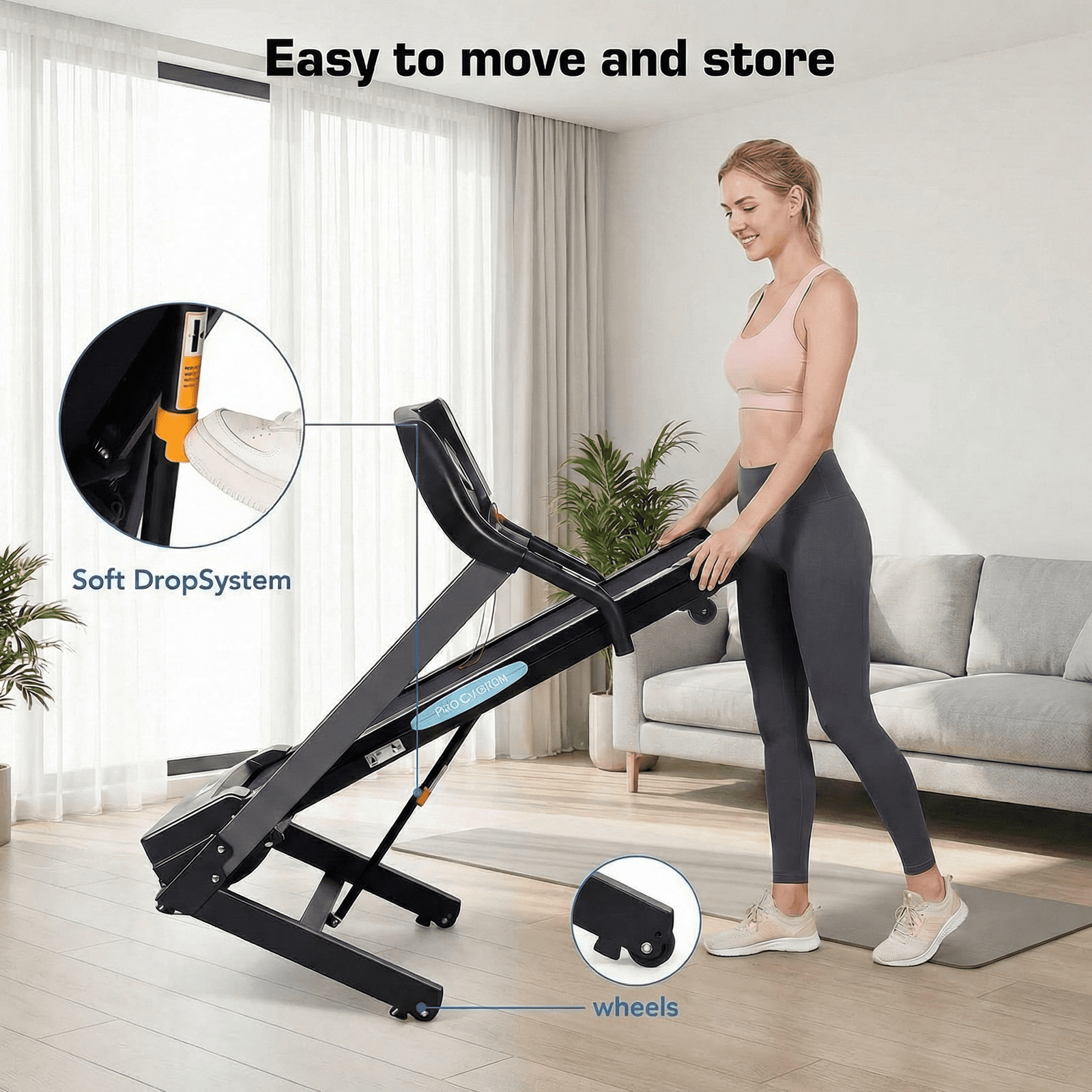 Naipo 12Level Auto Incline Treadmill Folding Electric Treadmill 220lbs Capacity Exercise Treadmill with Speed Range of 0.6 to 8.5 mph for Home Office Running and Walking - Image 4
