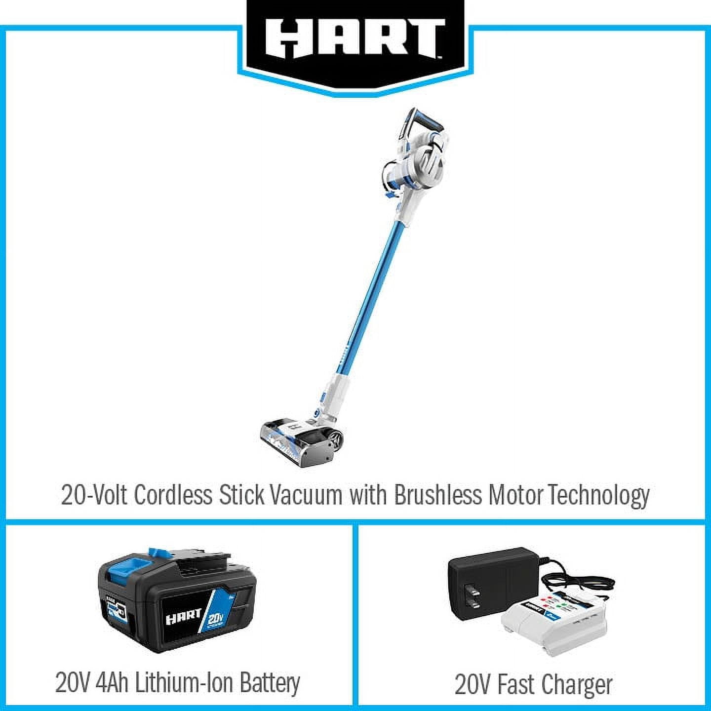 HART 20-Volt Cordless Stick Vacuum with Brushless Motor Technology, (1) 4.0 Ah Lithium-Ion Battery - Image 12