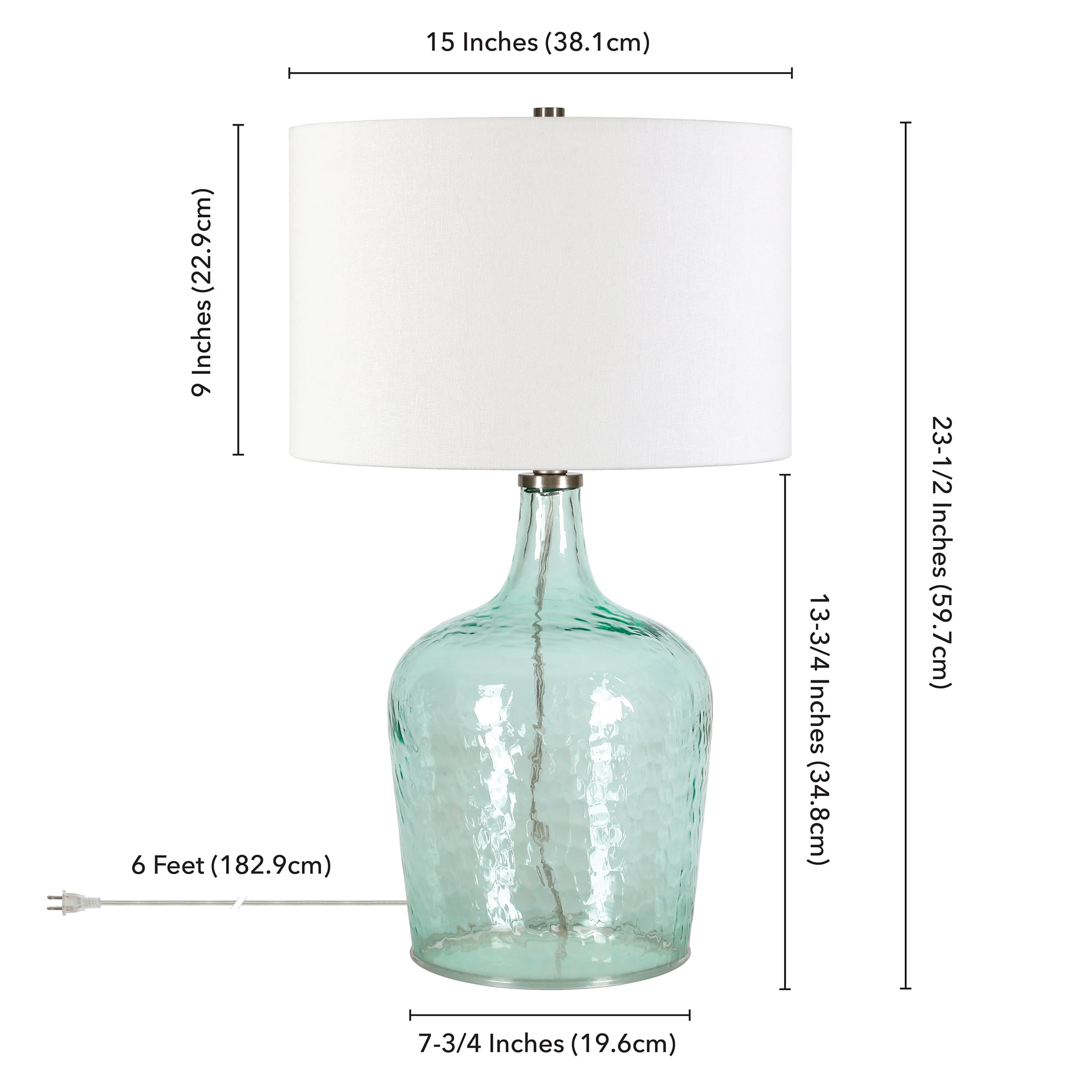 Evelyn&Zoe Casco 24" Tall Table Lamp with Fabric Shade, Textured Blue Glass/White - Image 3