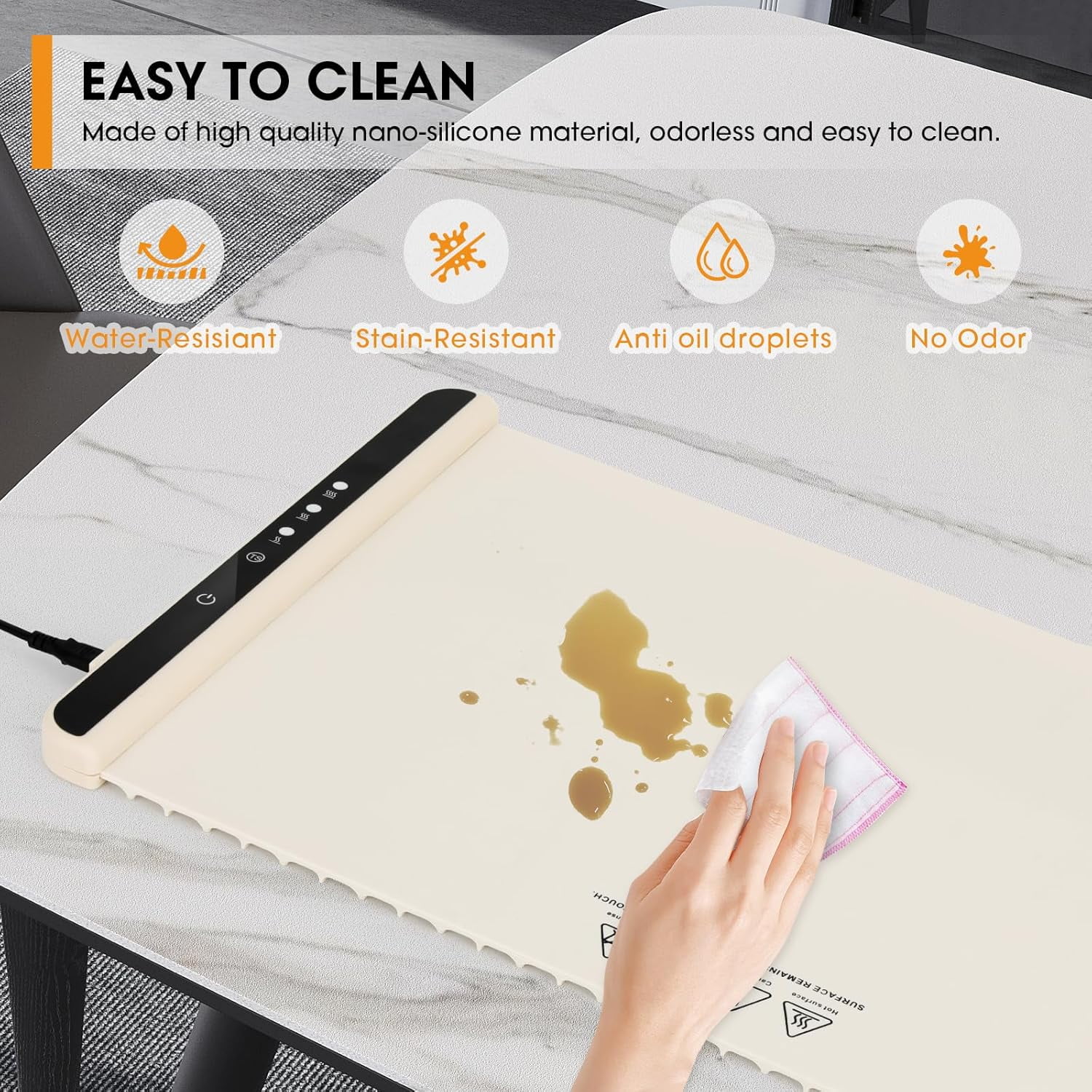 Electric Warming Tray with Adjustable Temperature, Roll Up Portable Electric Warming Tray with 3 Temperature Settings, Auto Shut-Off Versatile Food Warmer for Gatherings - Image 3