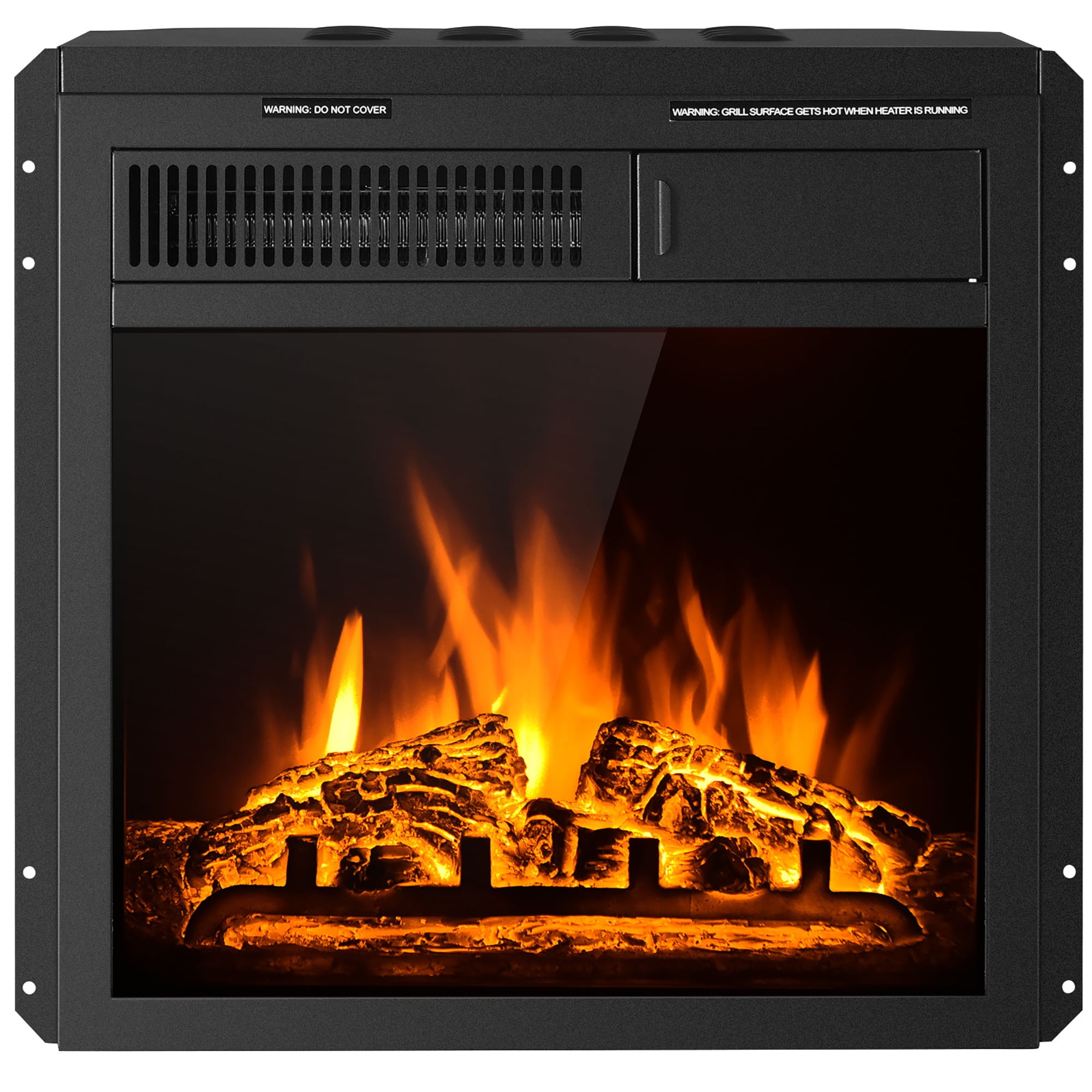 Costway 18'' Electric Fireplace Insert Freestanding & Recessed Heater Log Flame Remote - Image 10