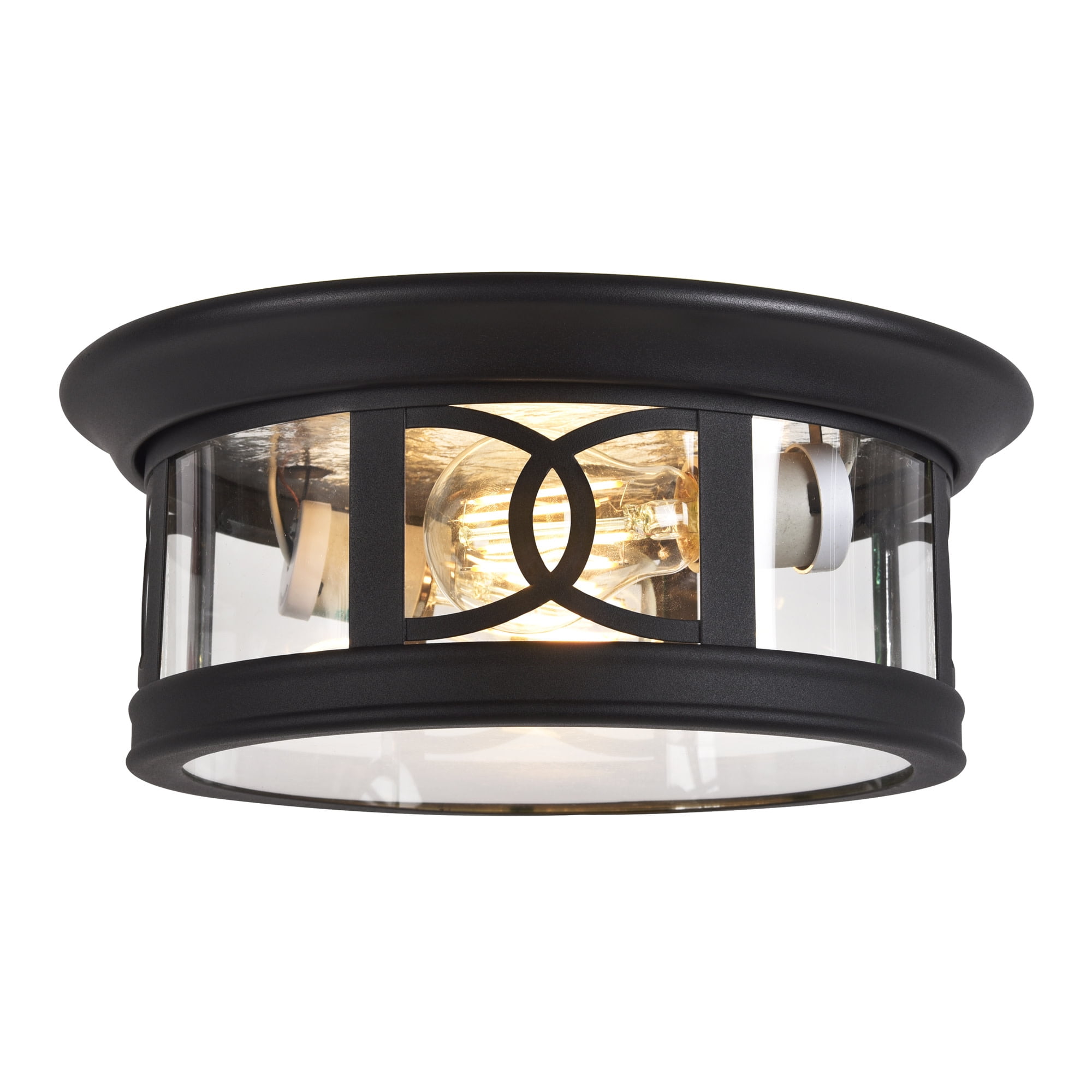 Design House Summit 2 Light Matte Black Traditional Dimmable Ceiling Light with Clear Glass - Image 3