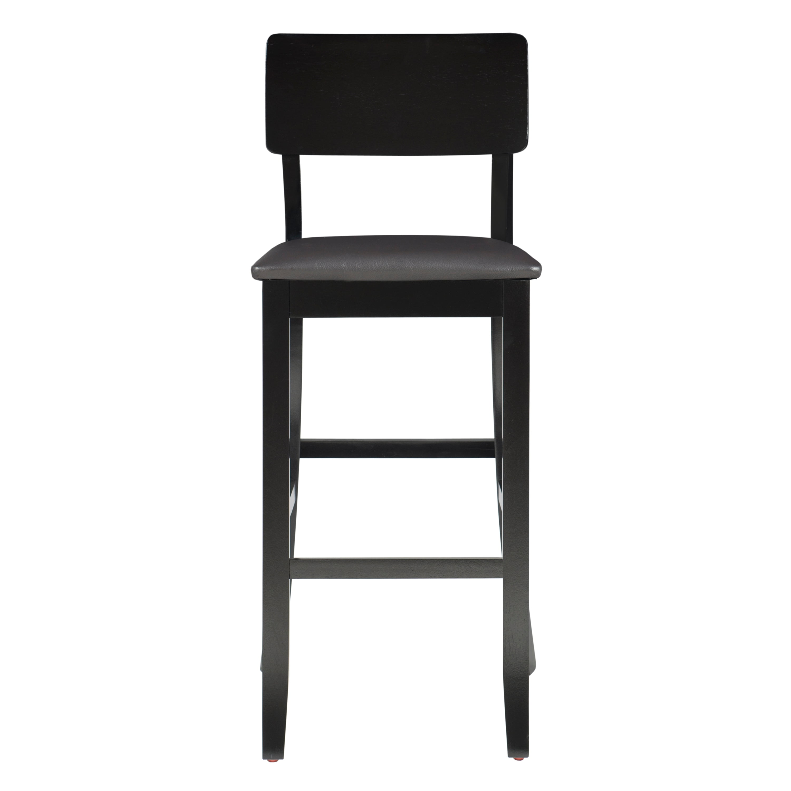 Linon Tamela 30" Mid Back Indoor Bar Stool, Black/Dark Brown Faux Leather - Image 4