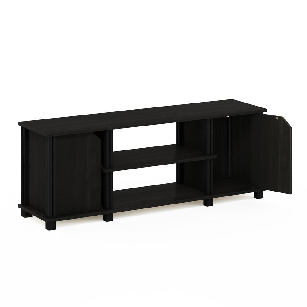 Furinno Brahms TV Stand with Shelves and Storage, Espresso/Black - Image 4