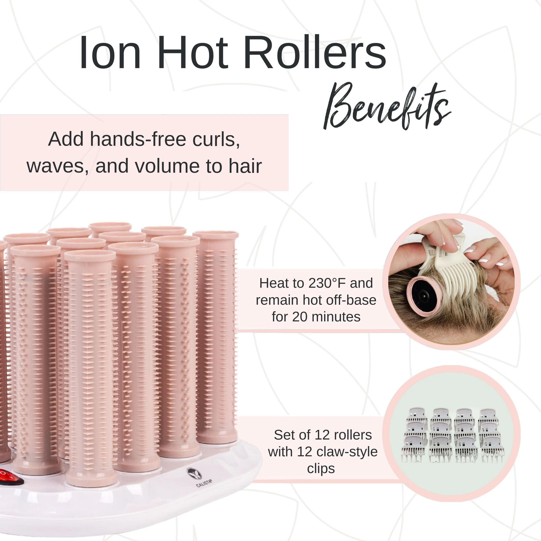 Calista Ion Hot Hair Rollers, 12 ct - Short - Image 6