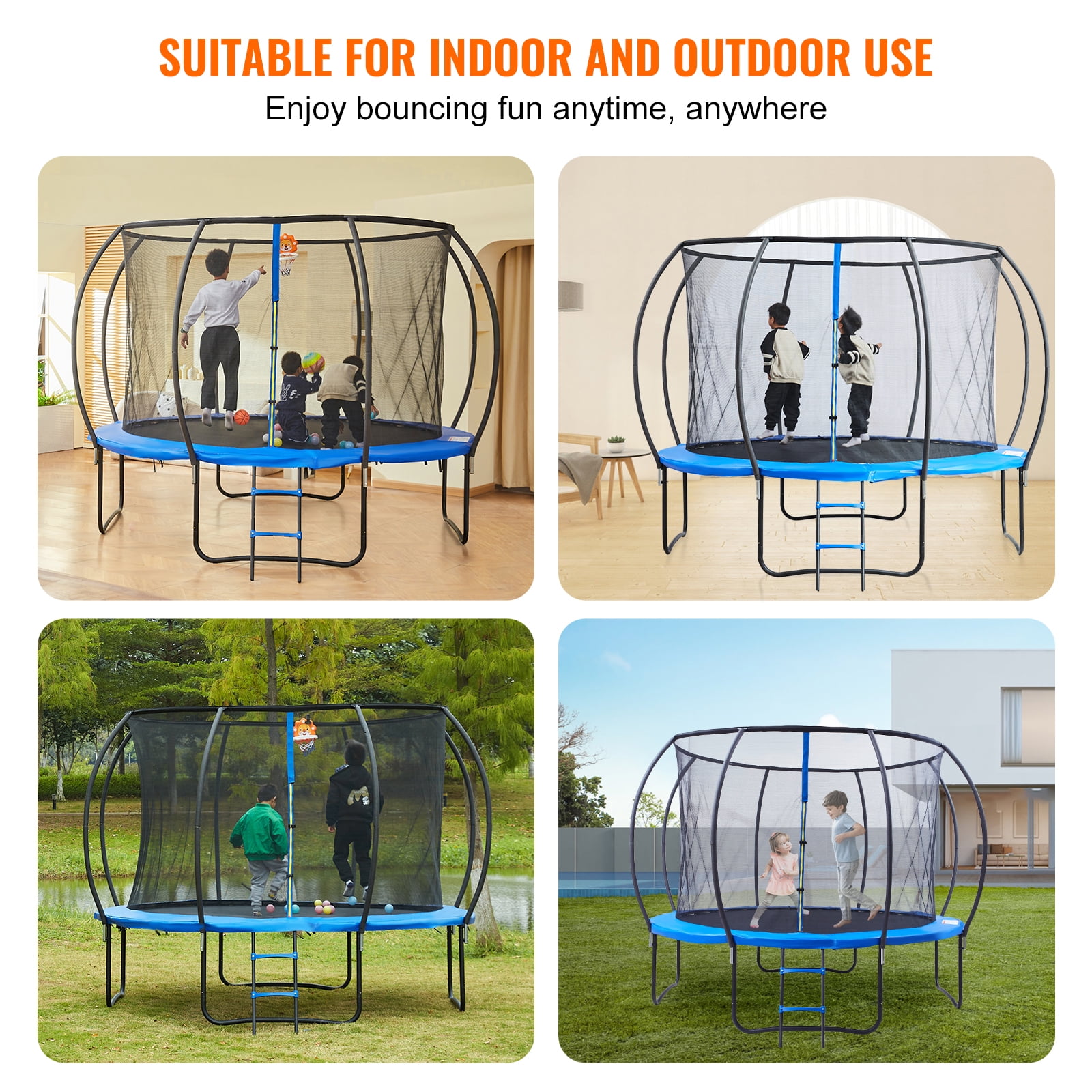 KFFKFF 10FT Outdoor Recreational Trampoline for Kids with safety Enclosure Net/Ladder Indoors Outdoors Free shipping! - Image 9