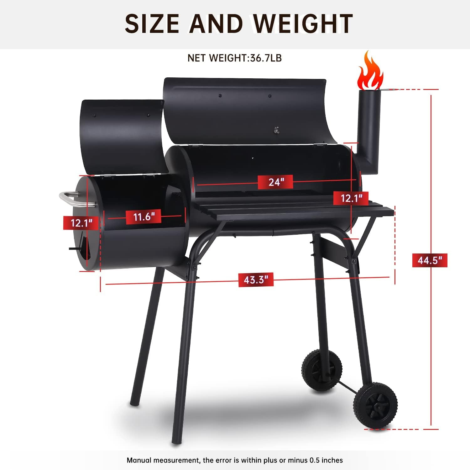 SUGIFT Portable BBQ Charcoal Grill with Offset Smoker - Image 2