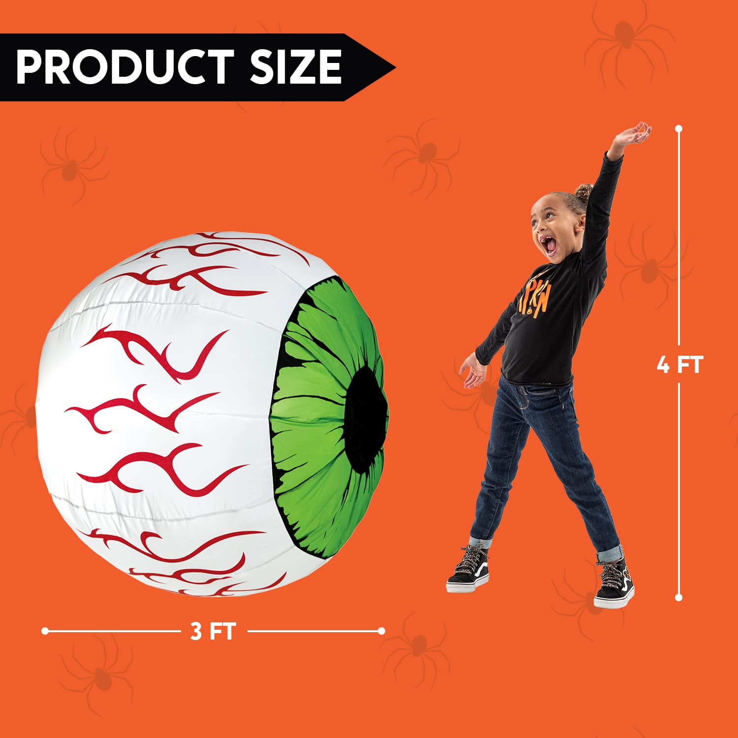 Joyfy 2 Pack Halloween Inflatable Eyes Decoration with Build-in LEDs,3 ft Blow Ups Green Eyes for Yard,Halloween Decor Outdoor with LEDs Party Supplies Blow up Decoration - Image 7