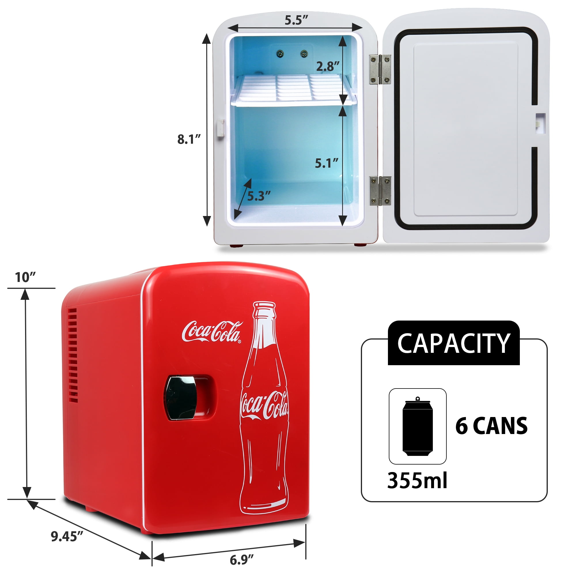 Coca‑Cola Classic Red 4L Mini Fridge Portable Mini Cooler and Refrigerator Perfect Portable Mini Cooler for Bedroom, Car and Office - Image 8