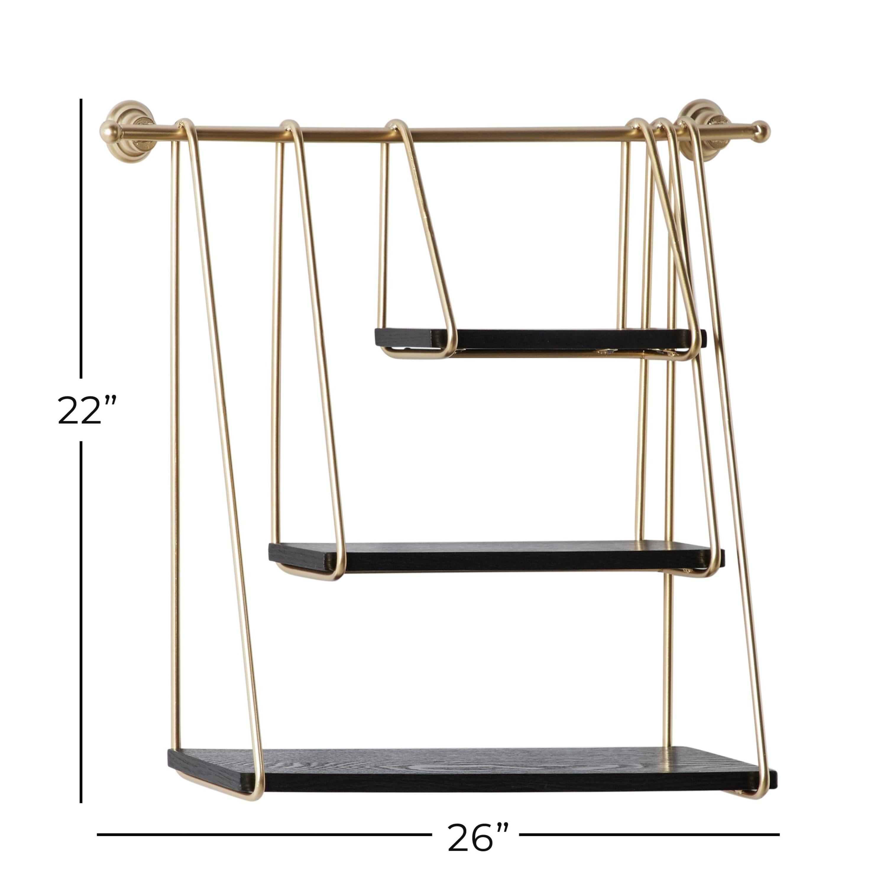 DecMode 26" x 6" 3-Tier Gold Wall Shelf - Image 5