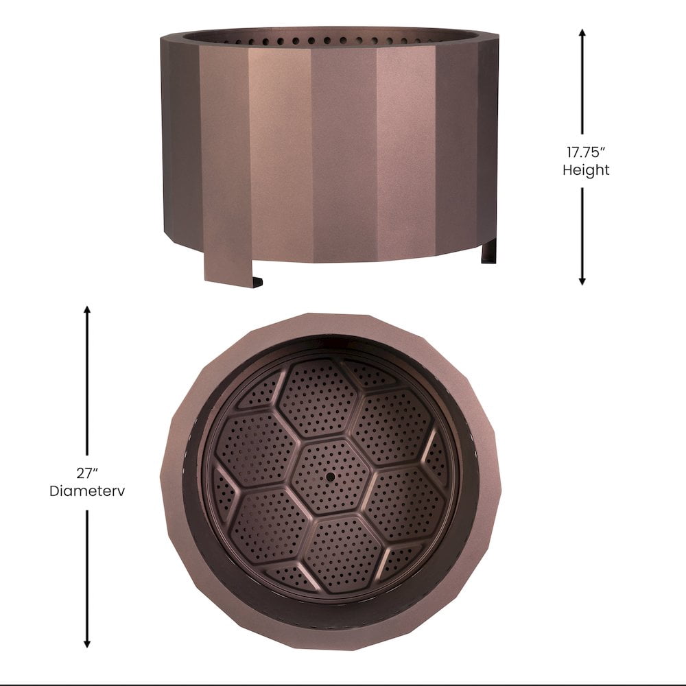 Flash Furniture Titus Commercial Grade 27 inch Smokeless Outdoor Firepit, Natural Wood Burning Portable Fire Pit With Waterproof Cover, Bronze - Image 11