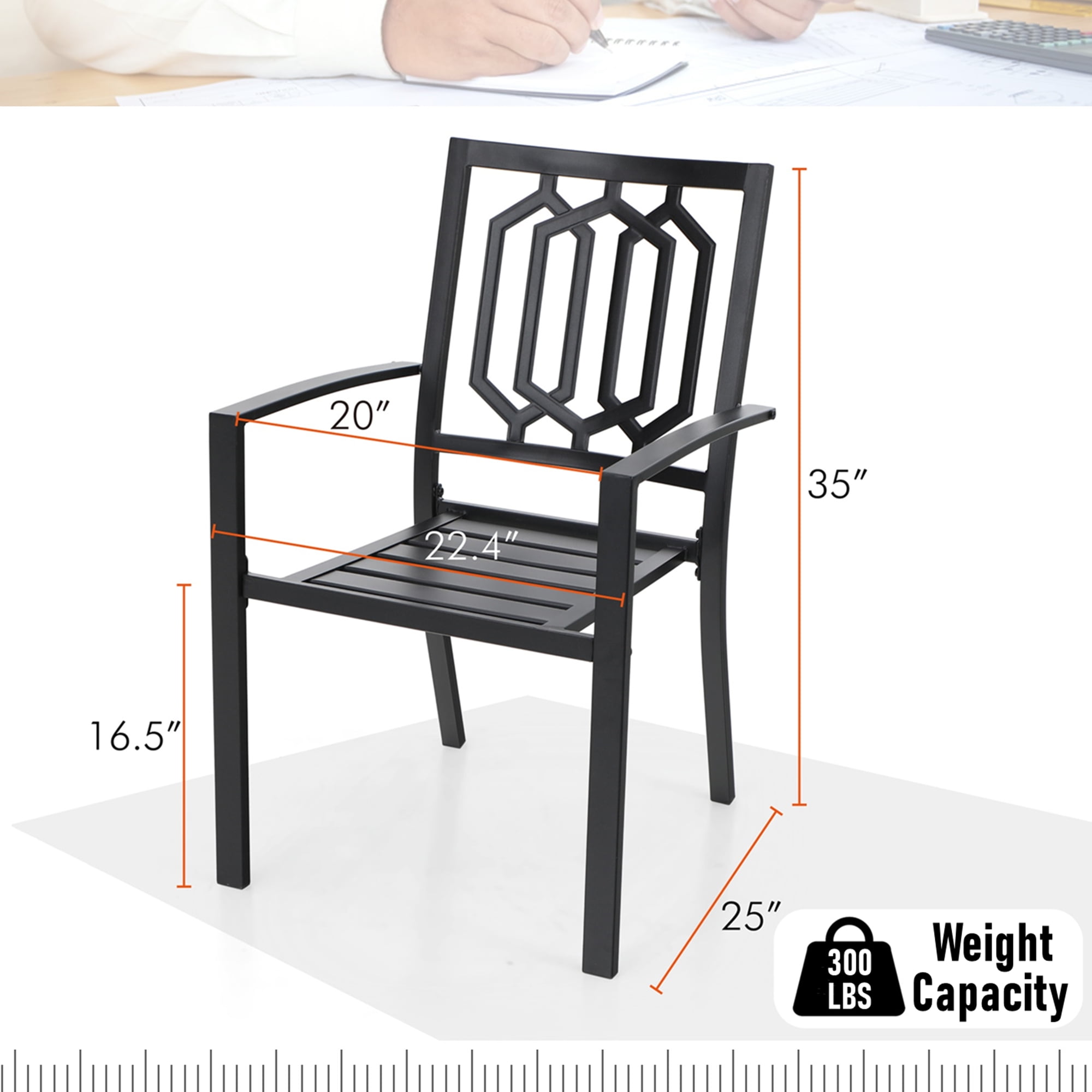 MF Studio 3-Piece Metal Patio Bistro Set Outdoor Accent Conversation Furniture for Yard, Porch and Garden, Black - Image 2