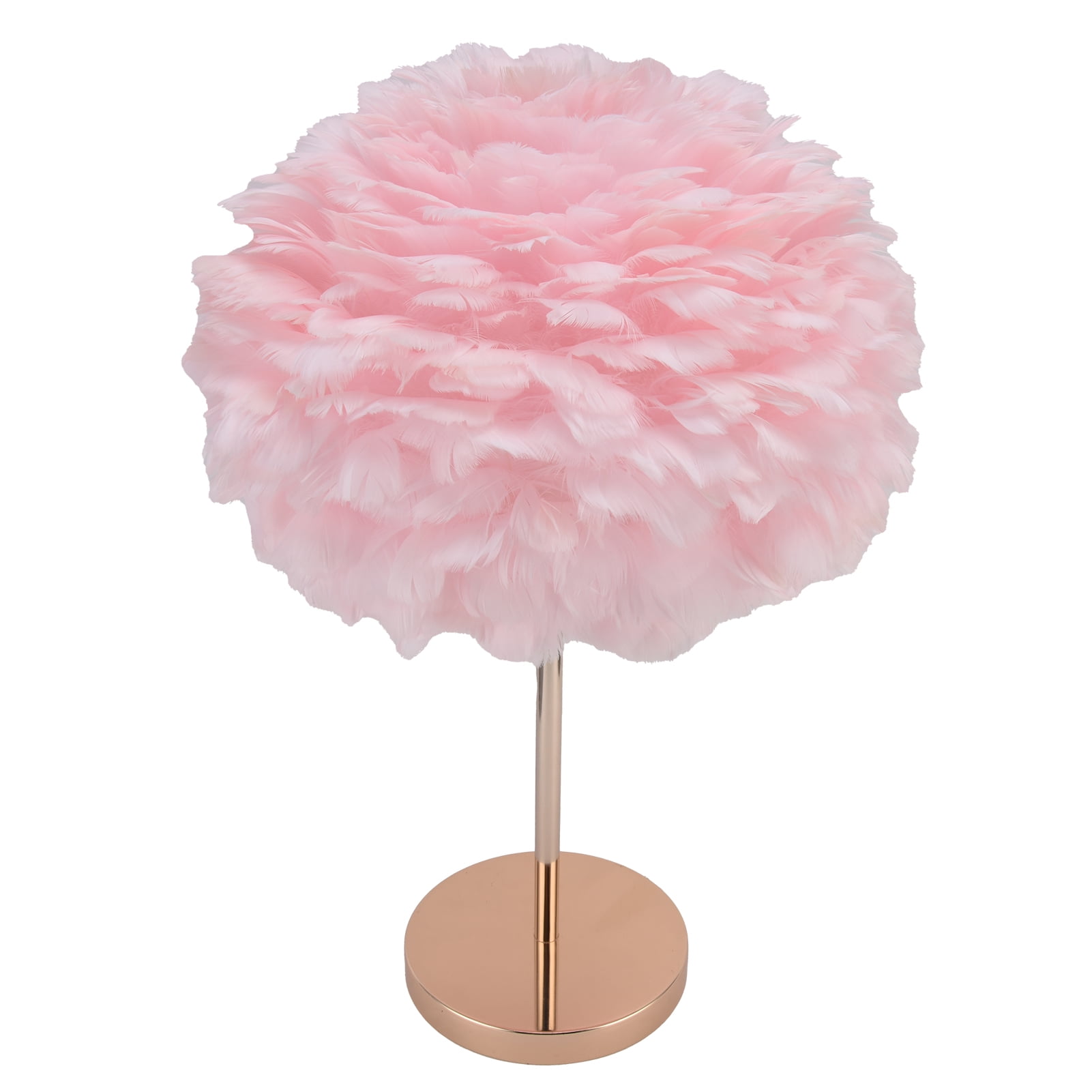 Fyydes 177" Contemporary Metallic Base Table Lamp with Pink Feather Shade - Image 4