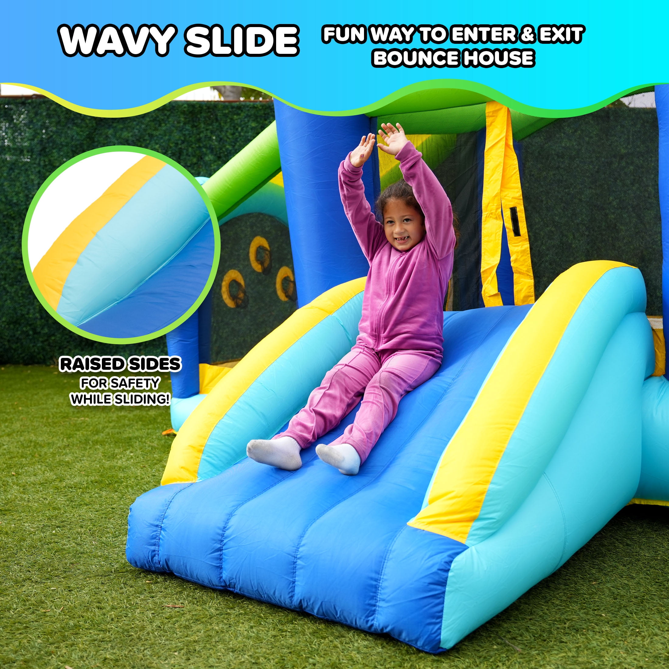 Sportspower My 1st Jump N Play Inflatable Bounce House for Kids with Ball Pit & Hoop, 132" x 138"x 81.6", 400W Blower Included - Image 8