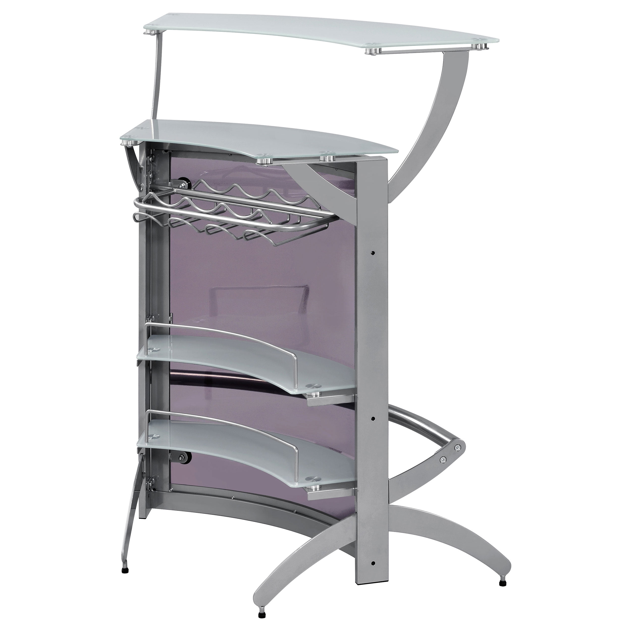 Dallas 2-shelf Curved Freestanding Home Bar Cabinet Silver - Image 3