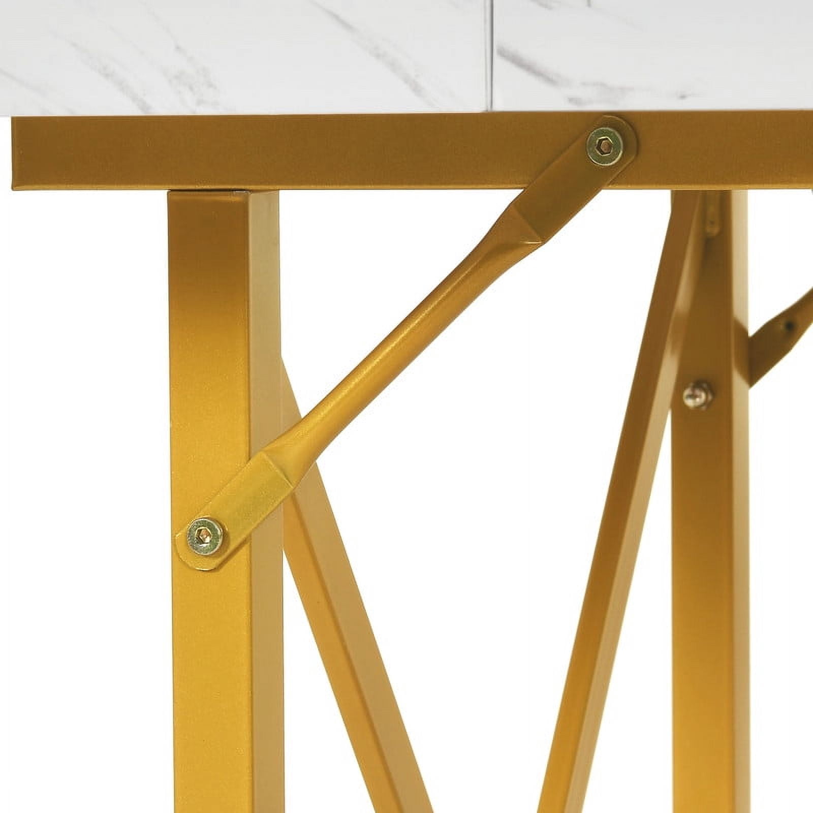 Uforic 47" Dining Table for 4, Dining Room Table with Storage Shelf, ModernRectangle Kitchen Table for Home Kitchen Dining Room Living Room, White& Gold - Image 9