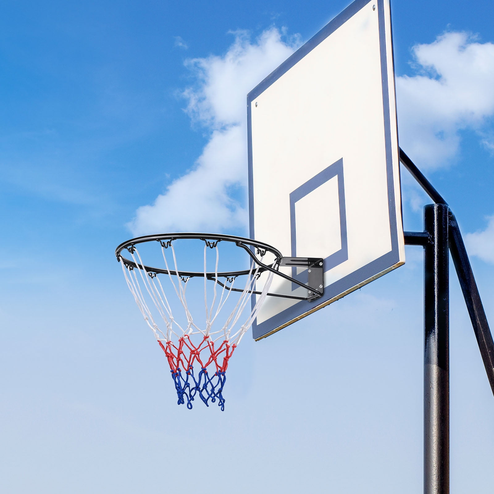 KFFKFF Basketball Goal, Attachable to Wall or Door, Robust Q235 Basketball Flex Rim Substitute with Net, Conventional 18" Indoor and Outdoor Suspended Basketball Hoop for Children and Adults - Image 4