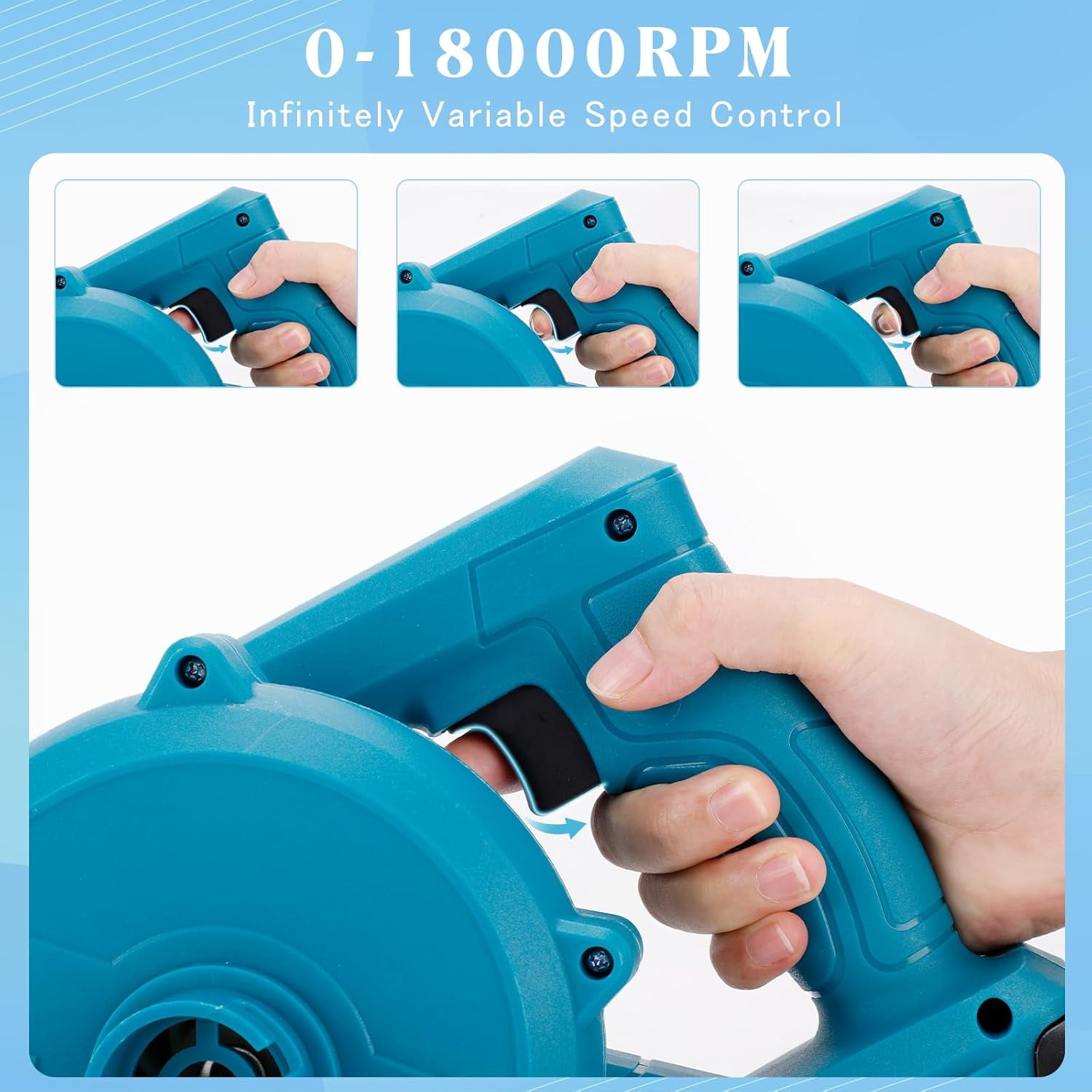 2-in-1 Leaf Blower Cordless & Handheld Vacuum Cleaner Battery Powered - Come with 21V 2 Batteries and Charger - Stepless Speed Control for Lawn Care, Dust Snow Blowing - Image 7