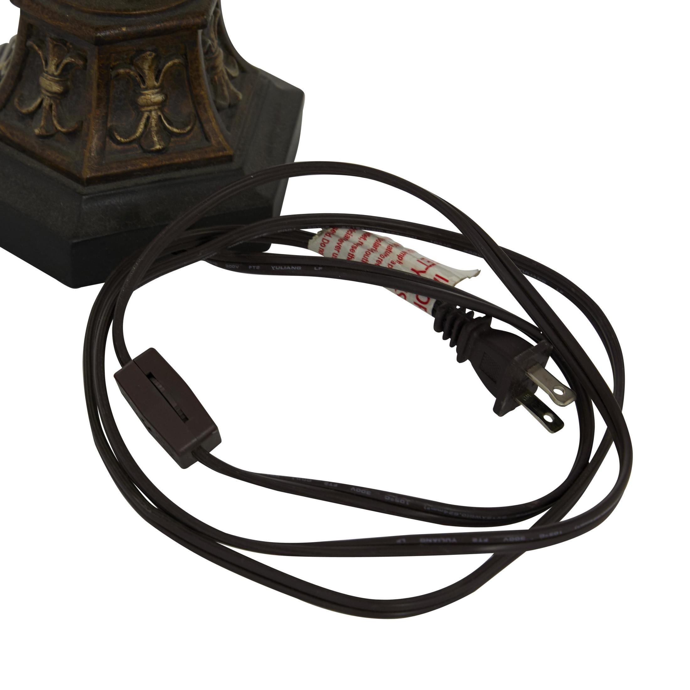 DecMode 20" Antique Style Scroll Brown Uplight with Beige Glass Shade - Image 9