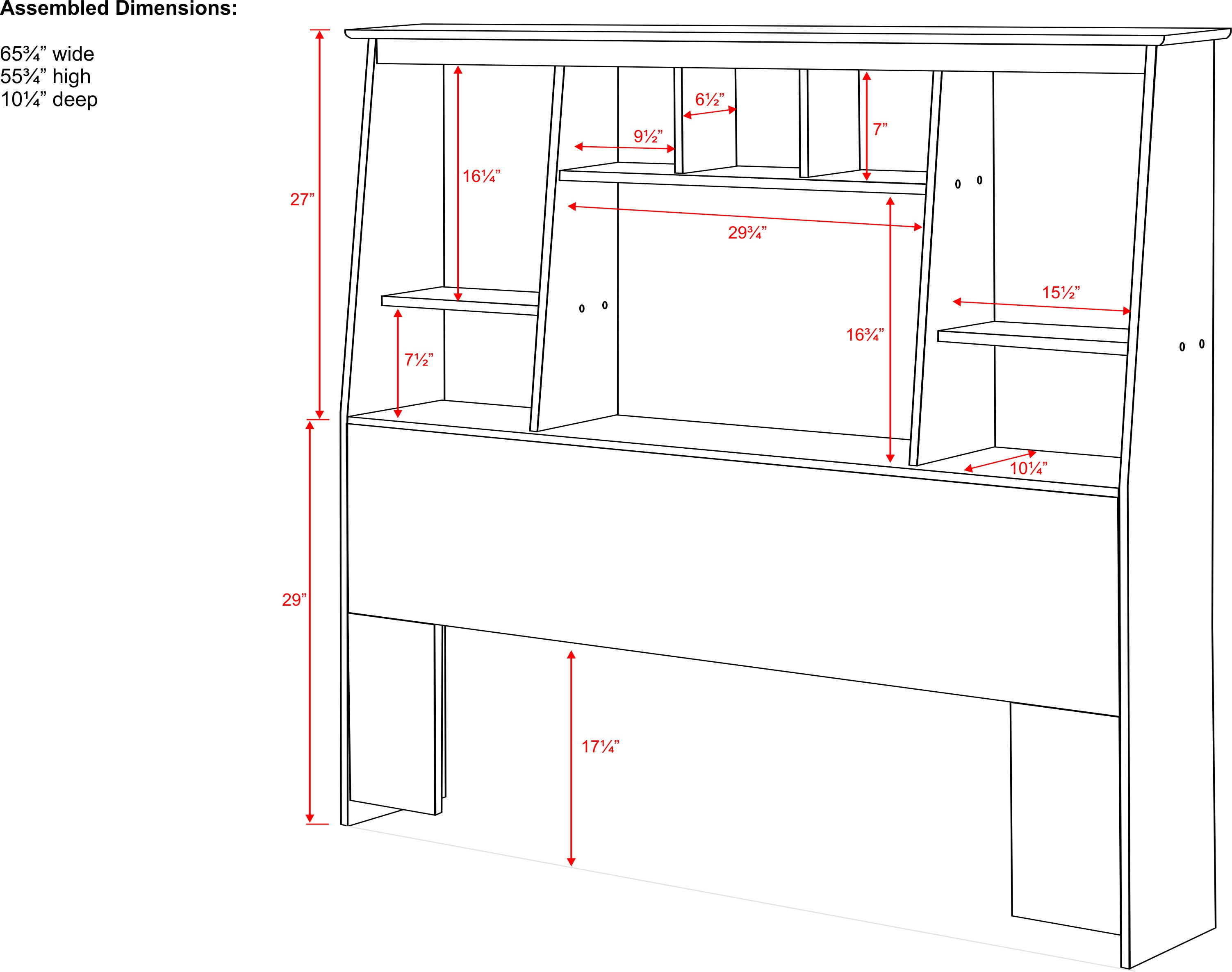 Prepac Sonoma Espresso Full/Queen Tall Slant-Back Bookcase Headboard - Image 5