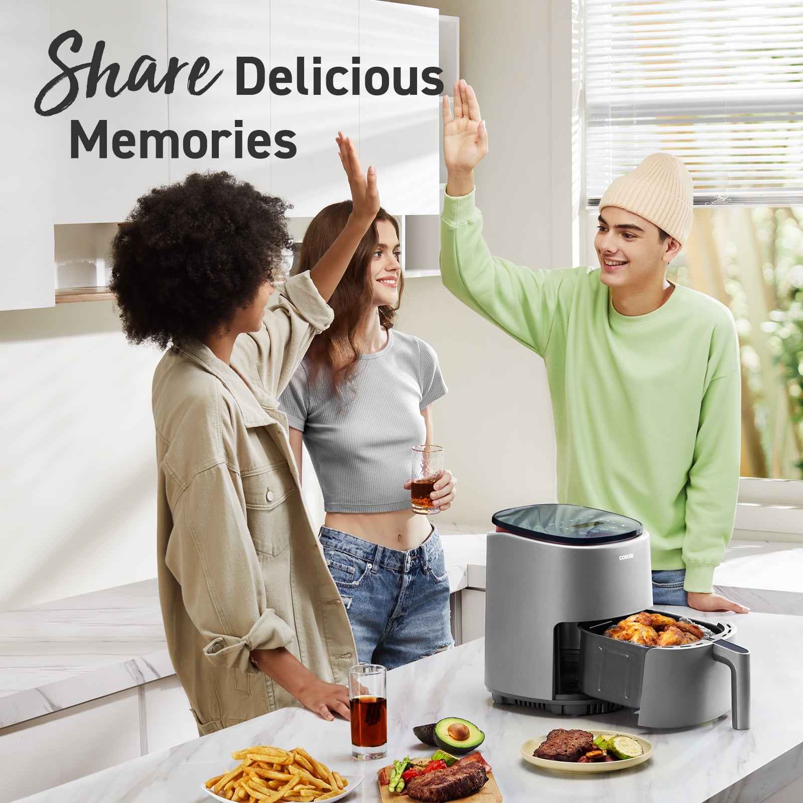 COSORI Smart Air Fryer, Lite 4-Quart Compact 7-in-1 Oven, Preheat and Keep Warm, Voice Control, Dishwasher-Safe, Light Gray - Image 8
