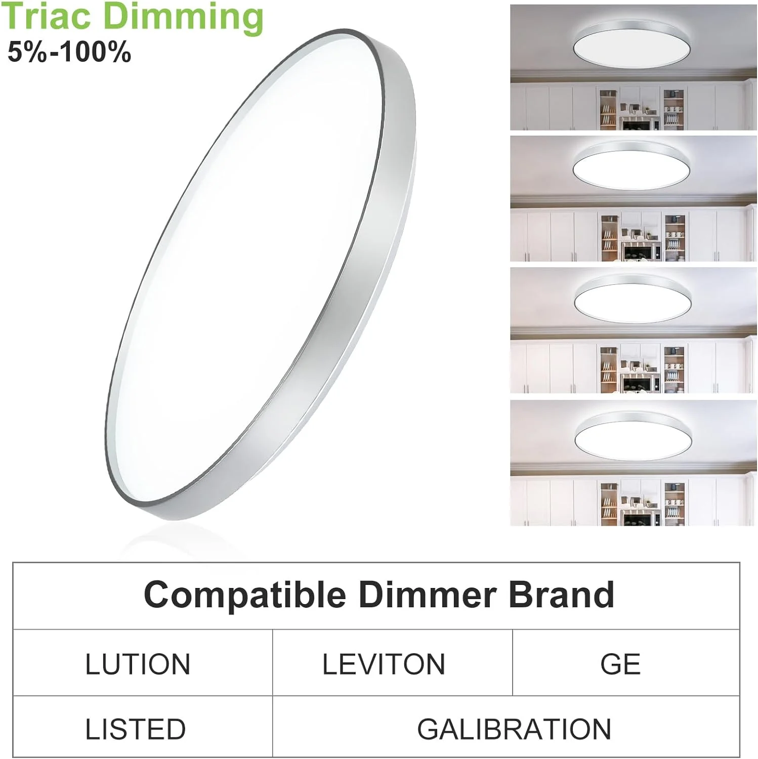 Depuley Modern LED Flush Mount Ceiling Light Silver Low Profile Light Fixture Thin Round Close to Ceiling Light for Kitchen, Bedroom, Living Room, 5 Color Adjustable - Image 3