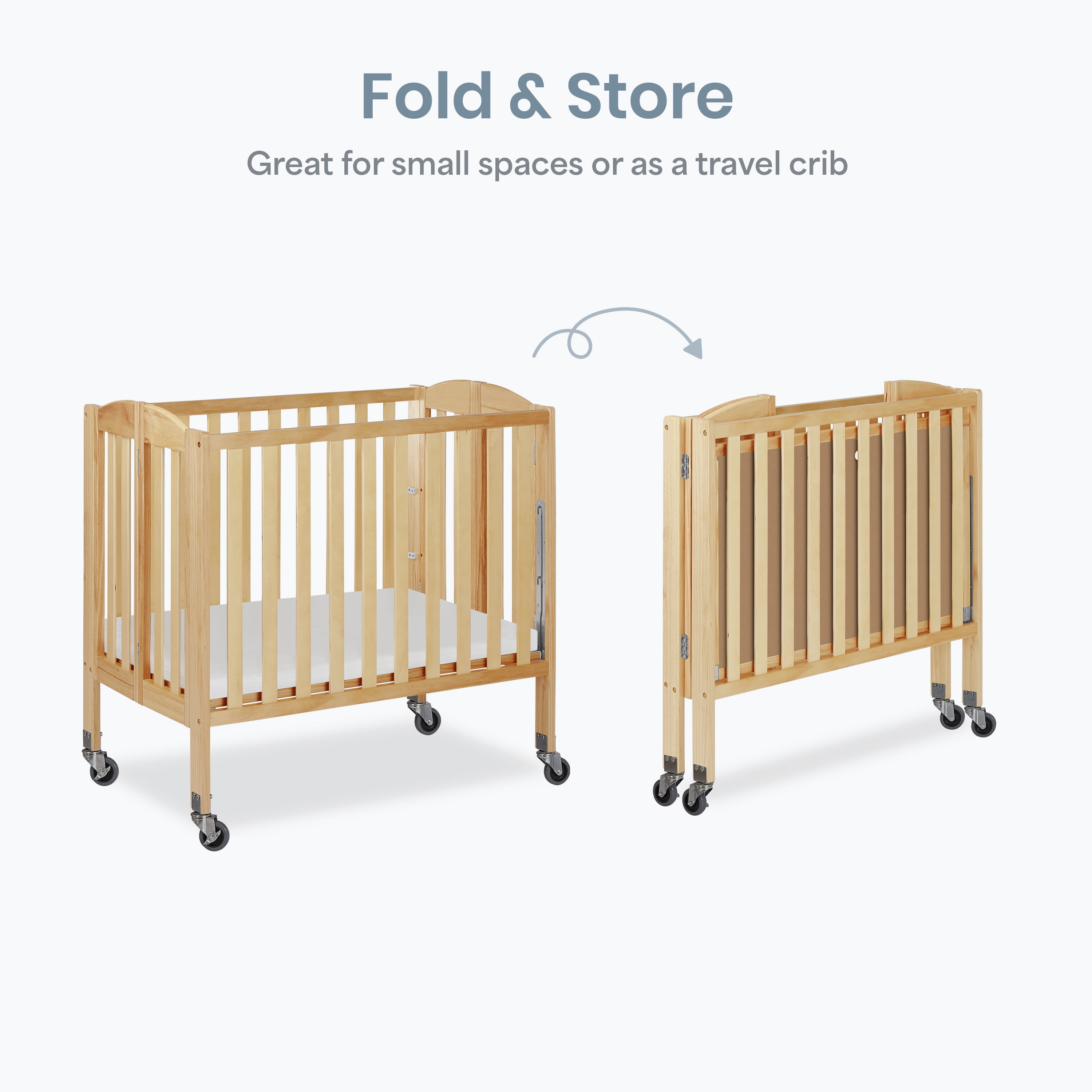 Dream On Me Birch 3-in-1 Folding Portable Mini Crib, Natural - Image 7