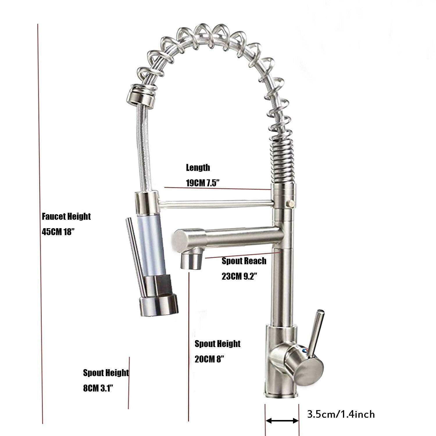 Zovajonia Brushed Nickel LED Pull Down Sprayer Kitchen Sink Faucet Swivel Spout Mixer Tap - Image 7