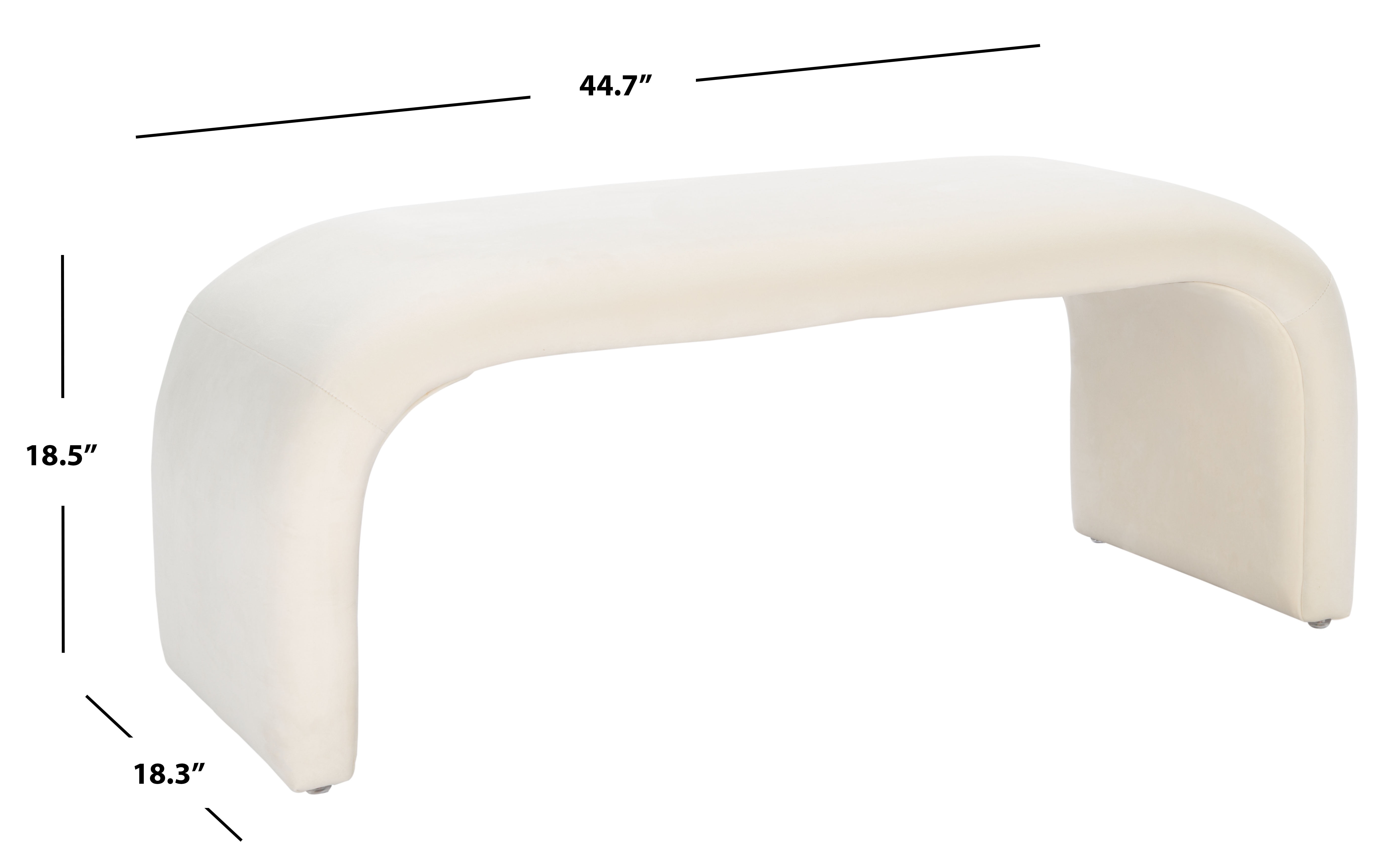 SAFAVIEH Tenko Modern Solid Glam Accent Bench, Cream - Image 7
