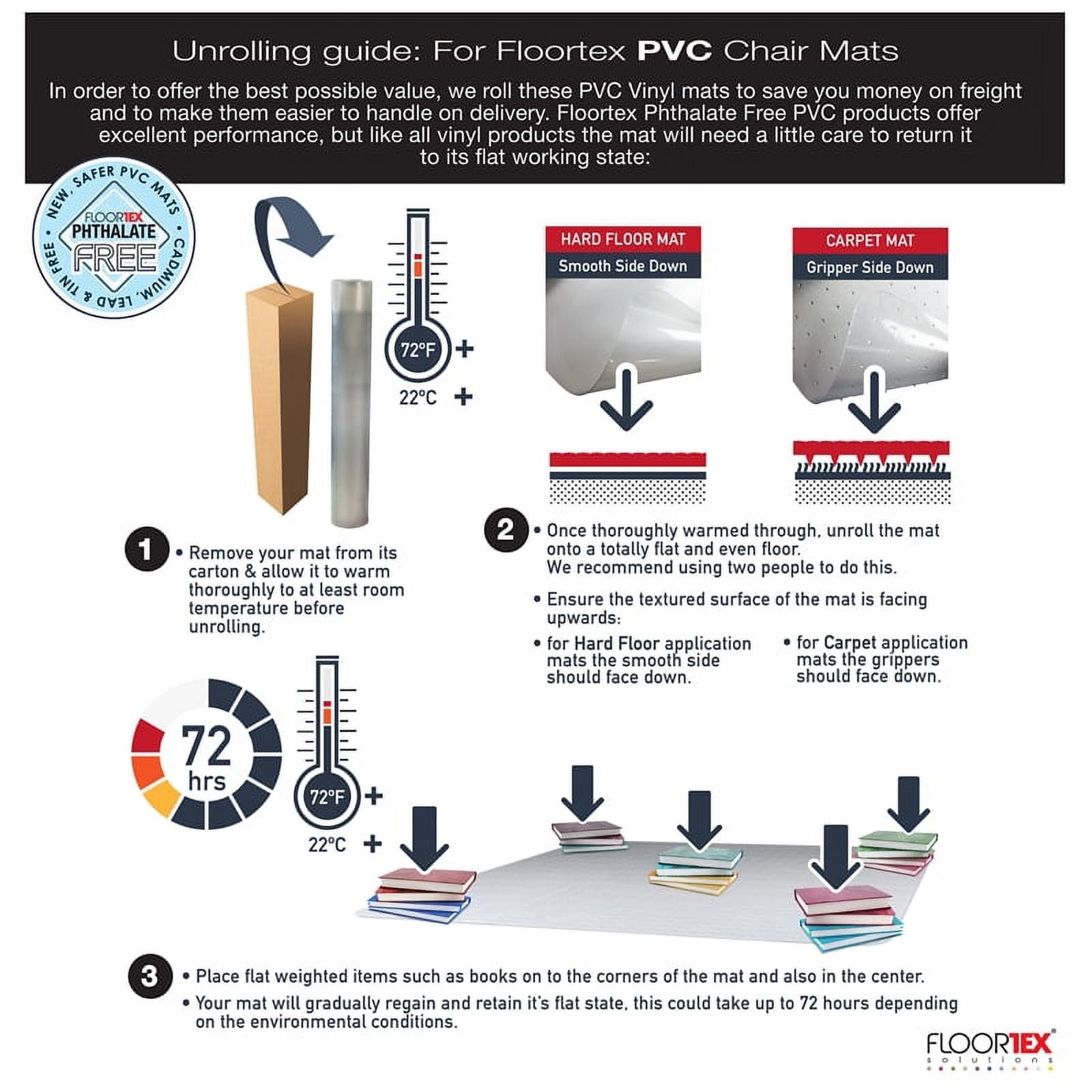 Floortex® Valuemat® PVC Rectangular Chair Mat Hard Floor 45" x 52" - Image 9