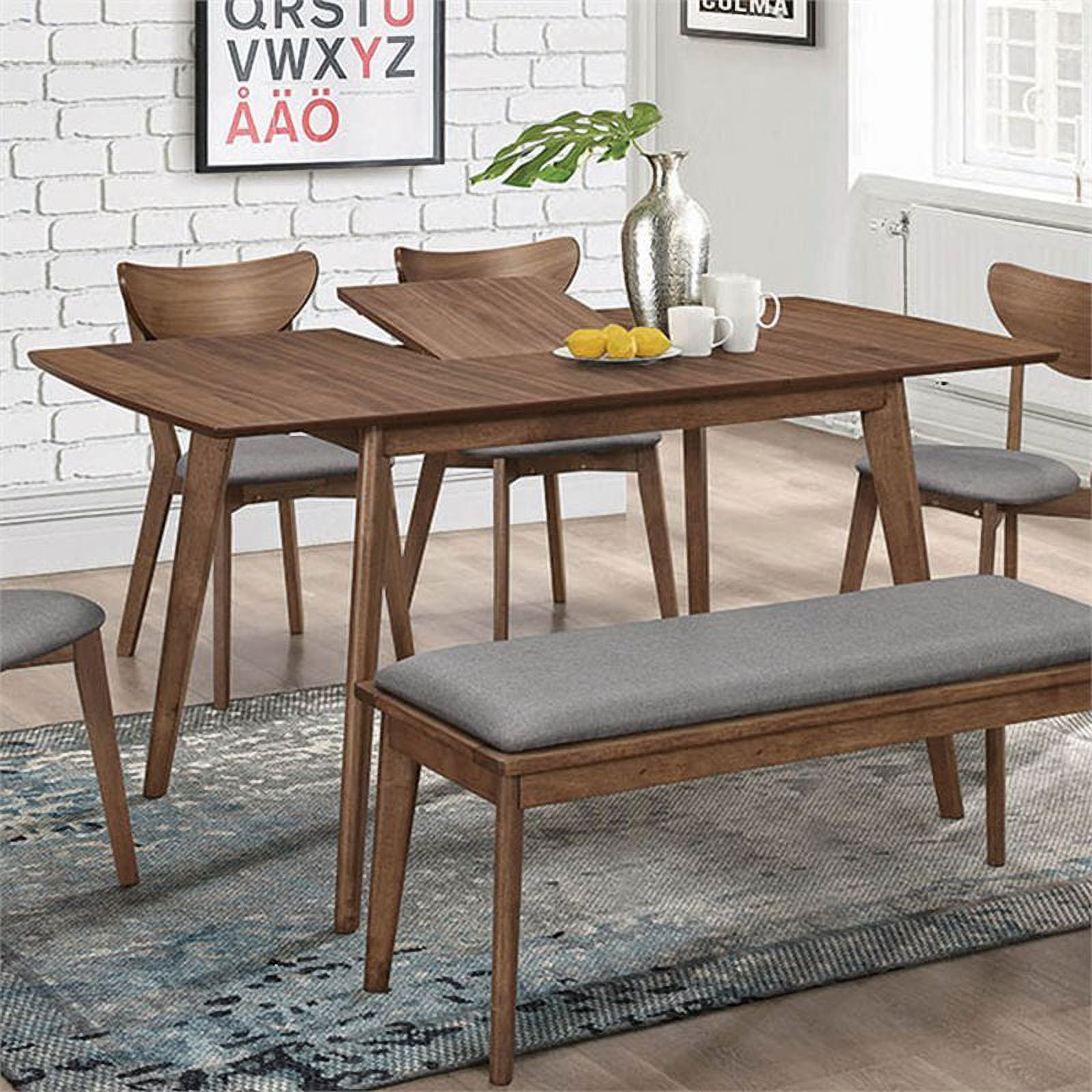 Mid-Century Modern Natural Walnut Dining Table - Image 4