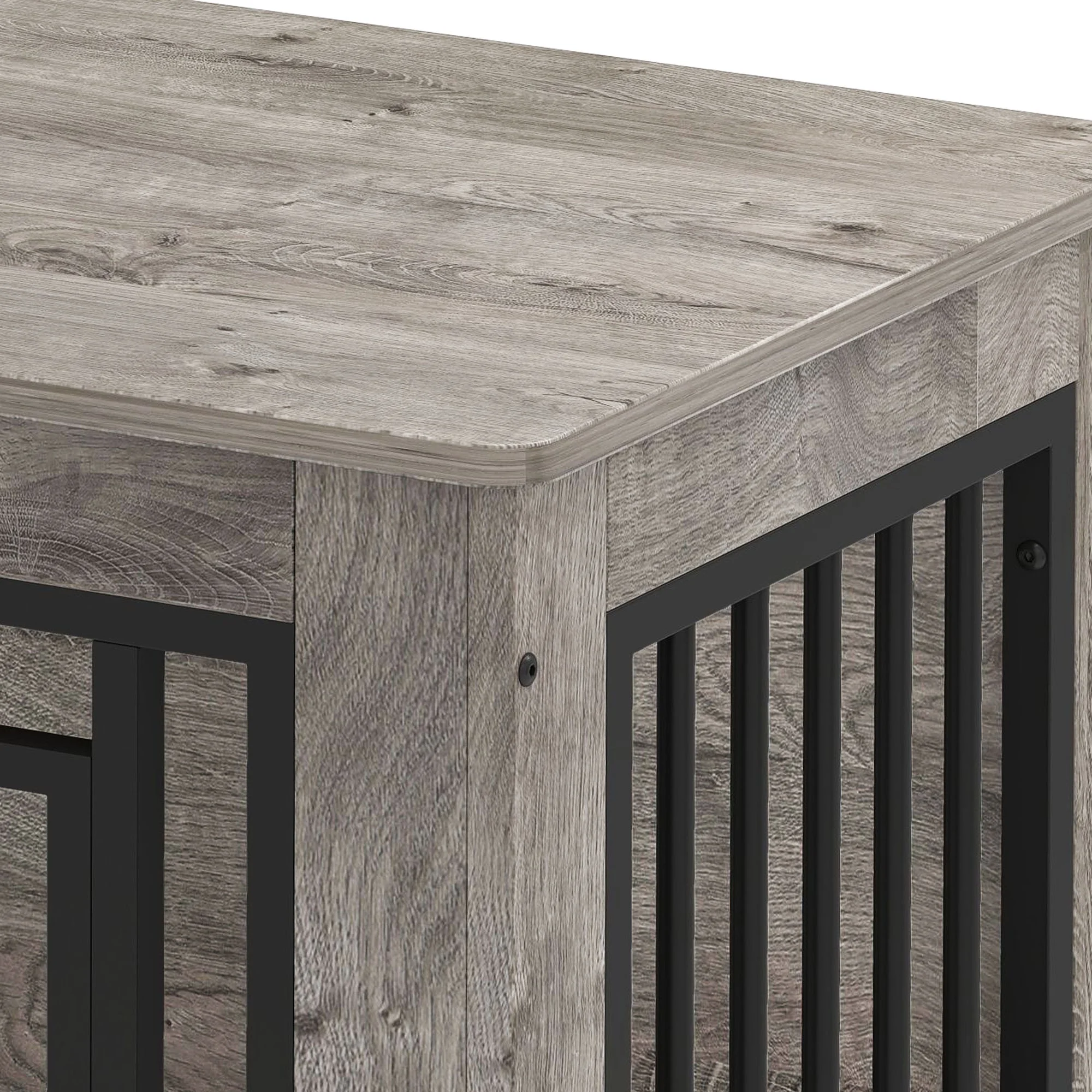 Uforic 2-in-1 Dog Crate Furniture, 30 in Iron-Wood Indoor Dog Cage Table with Steel Lock & Waterproof Top,Gray - Image 2