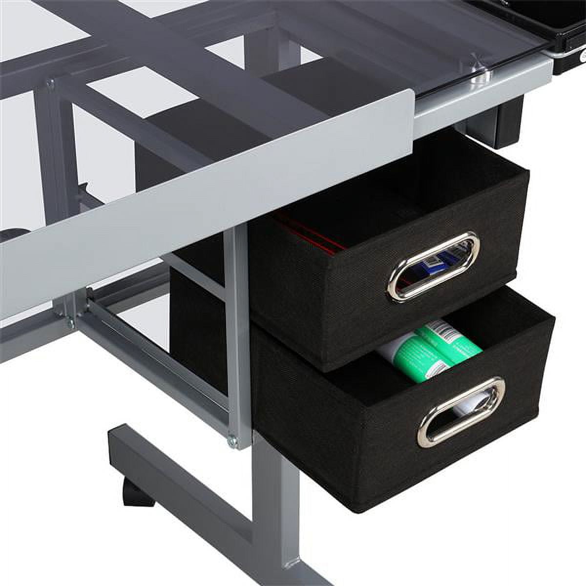 Renwick Adjustable Drafting Table with Tempered Glass and Storage Drawers - Image 5