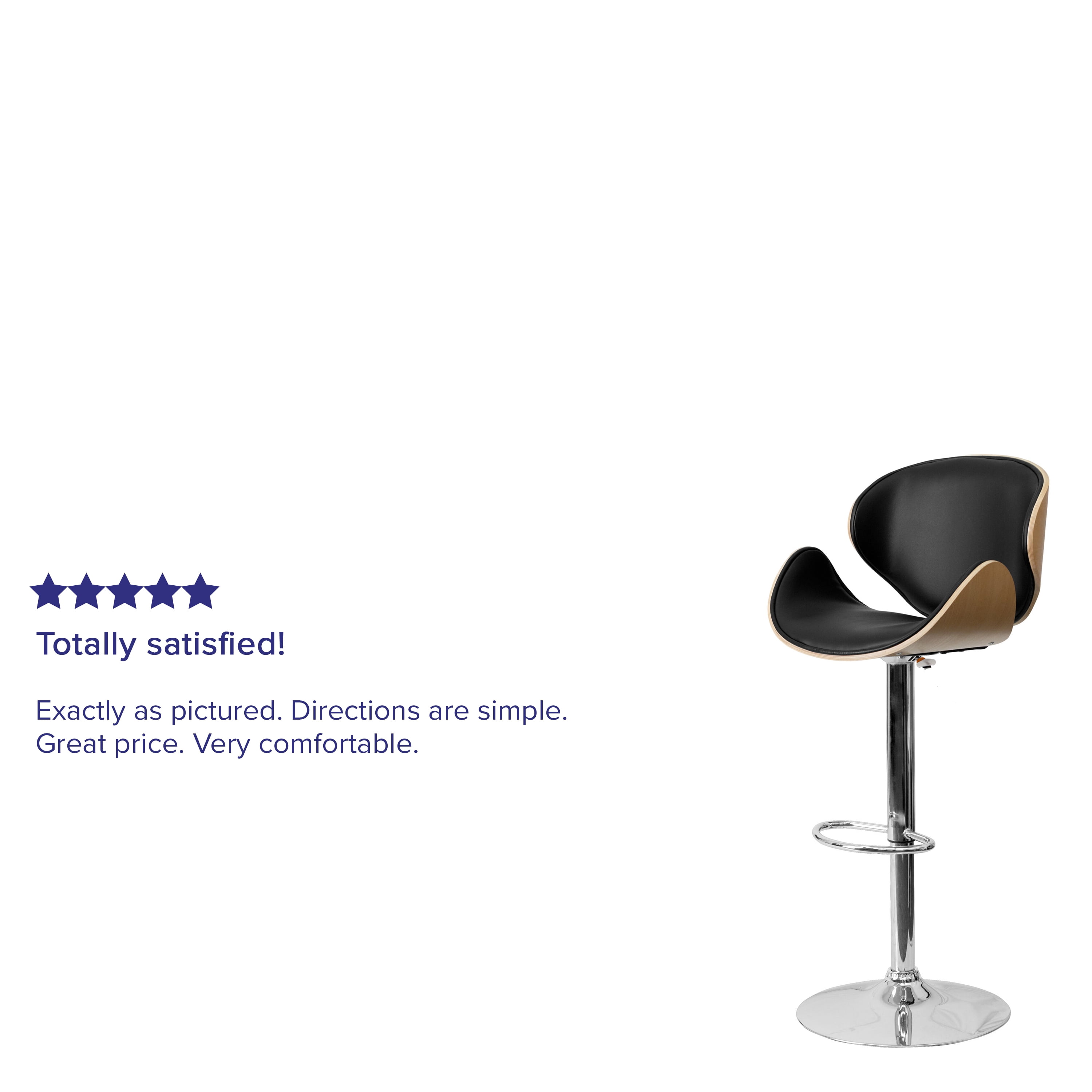 Flash Furniture Farley Beech Bentwood Adjustable Height Barstool with Curved Back and Black Vinyl Seat - Image 11