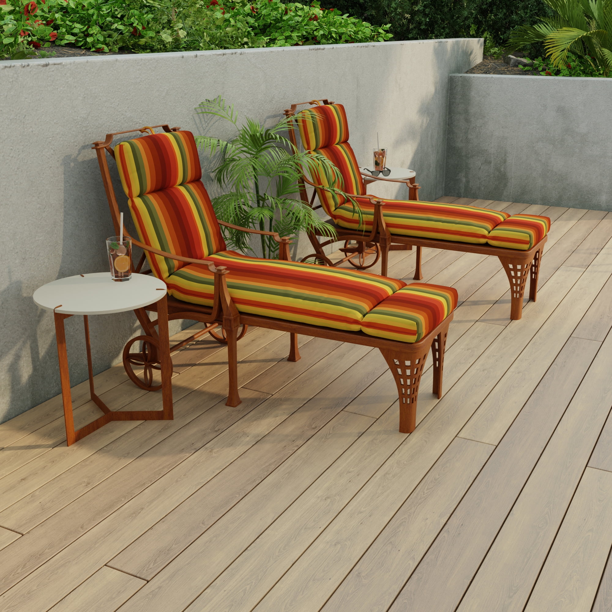 Jordan Manufacturing 72" x 22" Islip Cayenne Maroon Stripe Rectangular Outdoor Chaise Lounge Cushion with Ties and Hanger Loop - Image 10