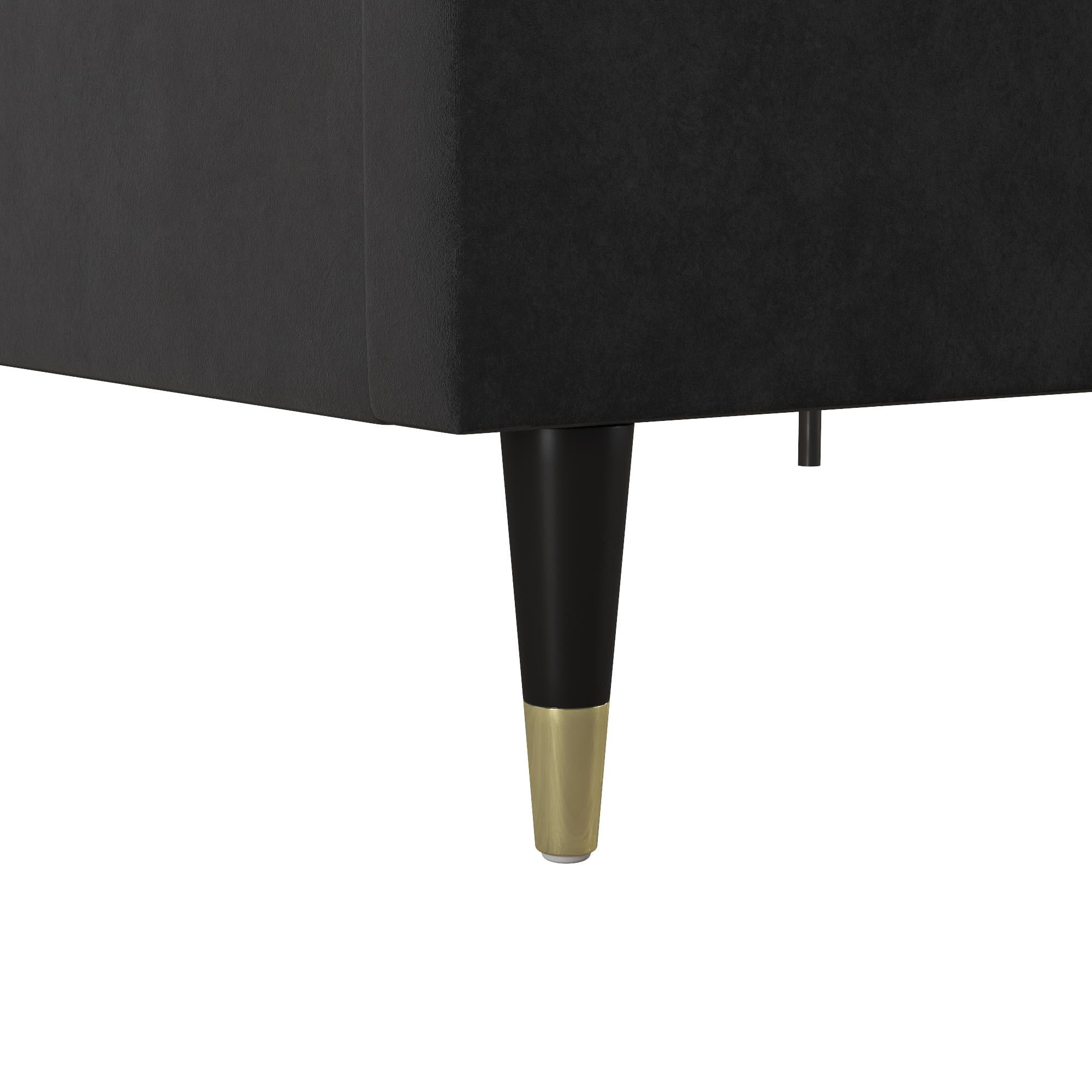 CosmoLiving by Cosmopolitan Audrey Upholstered Bed, Black Velvet, Queen - Image 16