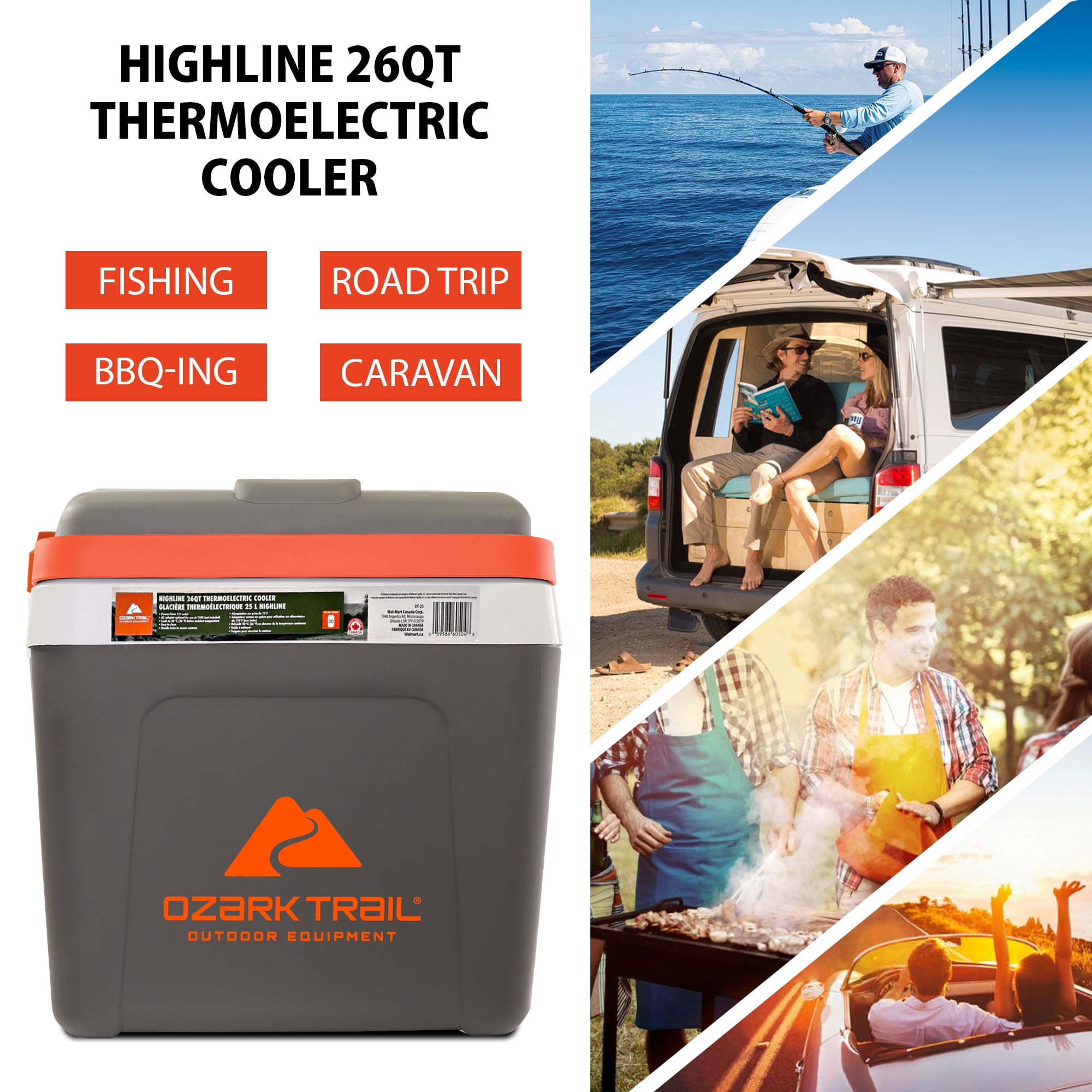 Ozark Trail 26QT electric Cooler 12V Portable Travel Beach Camping Picnic Insulated Cooler 30 Cans Iceless 24L, Grey - Image 6