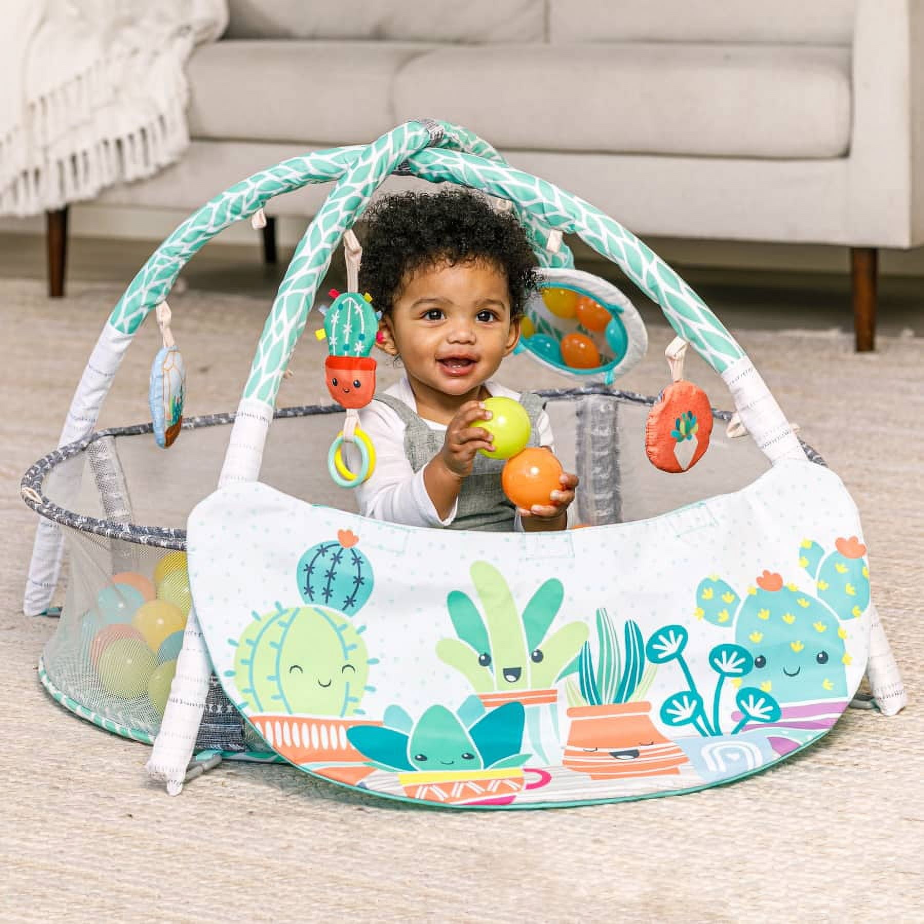 Infantino 4-in-1 Jumbo Baby Activity Gym with Ball Pit, 6-12 Months, Green Succulent - Image 8