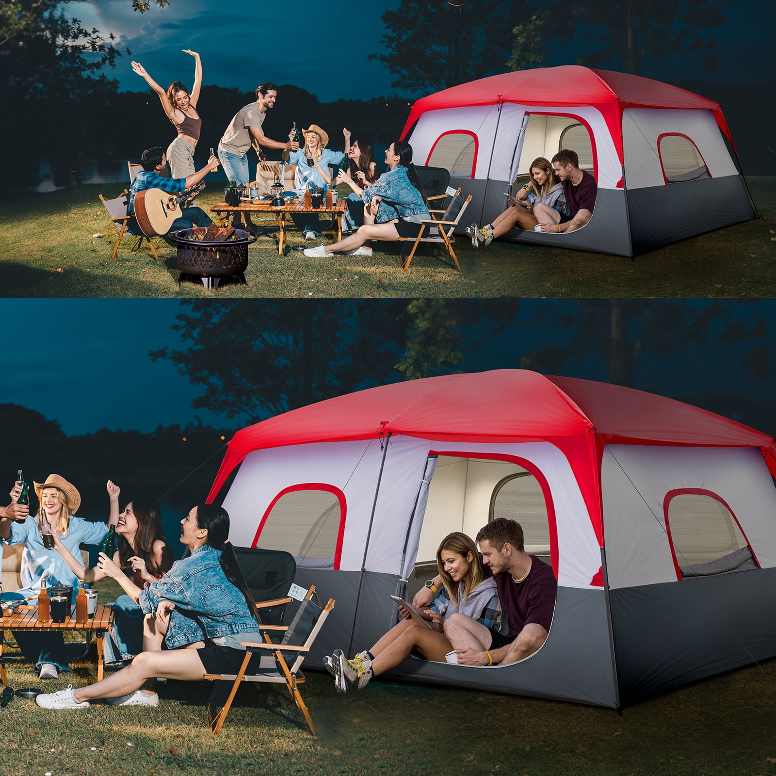 Ktaxon Camping Large Tent 14 Person Family Cabin Tents,2 Rooms,Straight Wall with Carry Bag - Image 5
