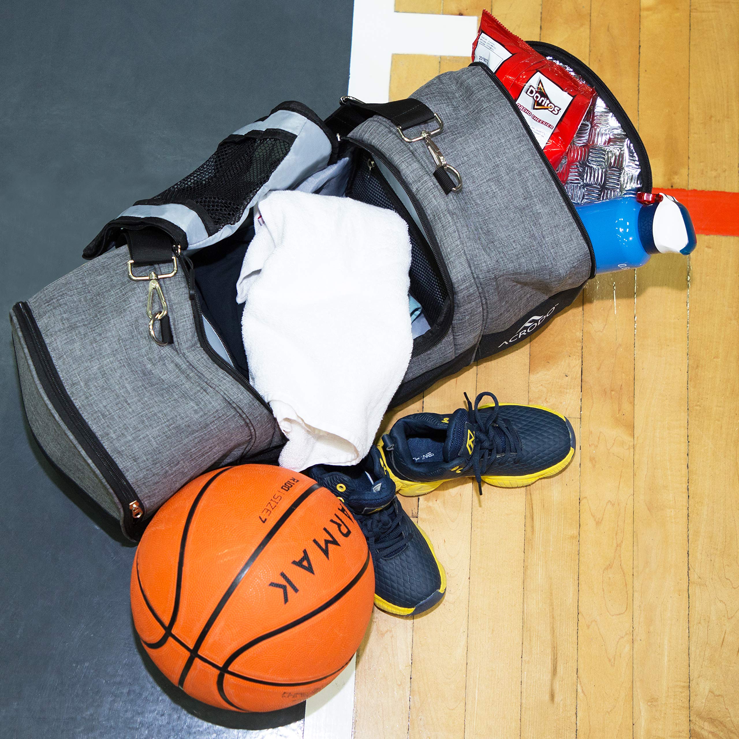Acrodo Basketball Backpack Sports Duffel Bag (Gray) - Image 4