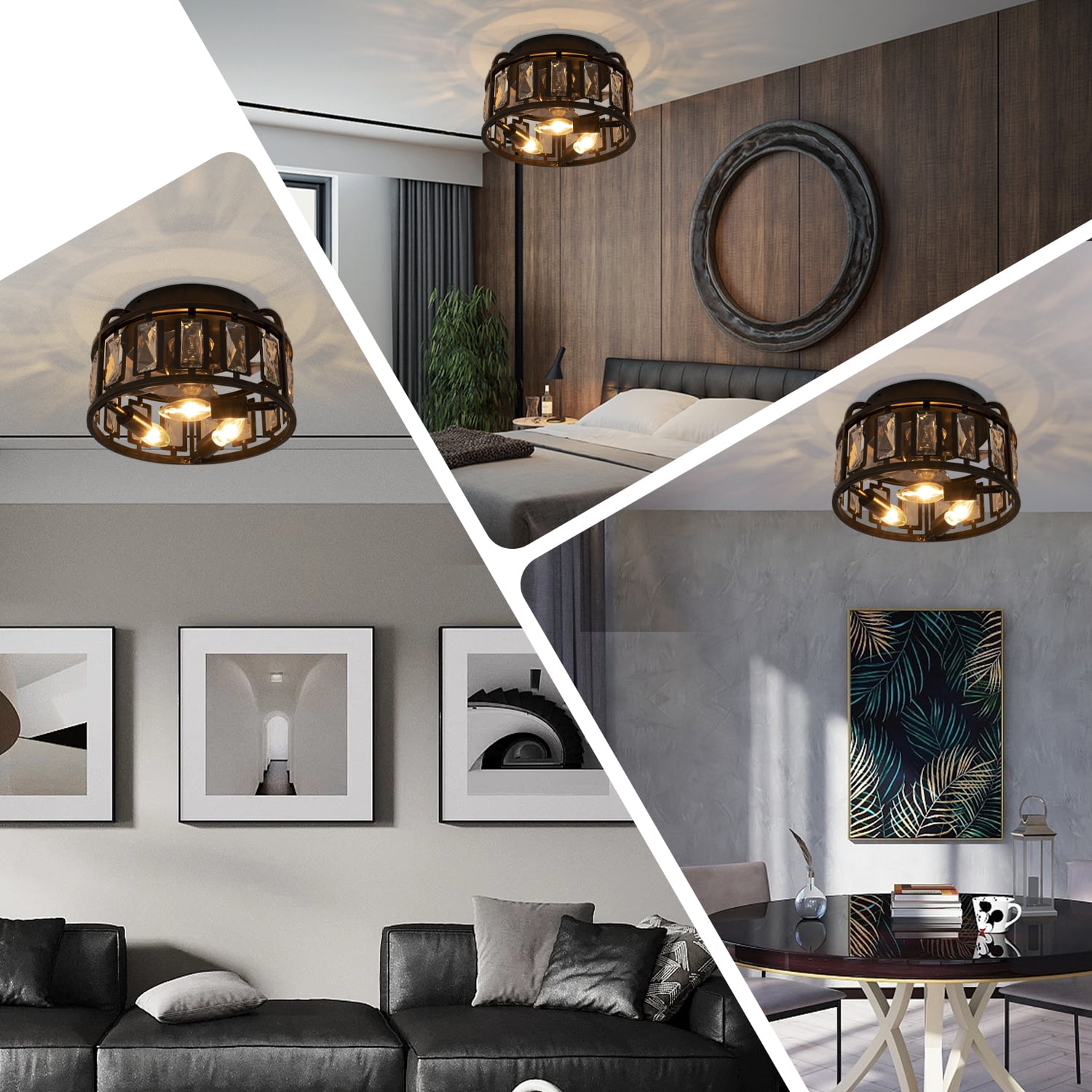 SURNIE Metal Farmhouse Flush Mount Ceiling Fan - Image 4