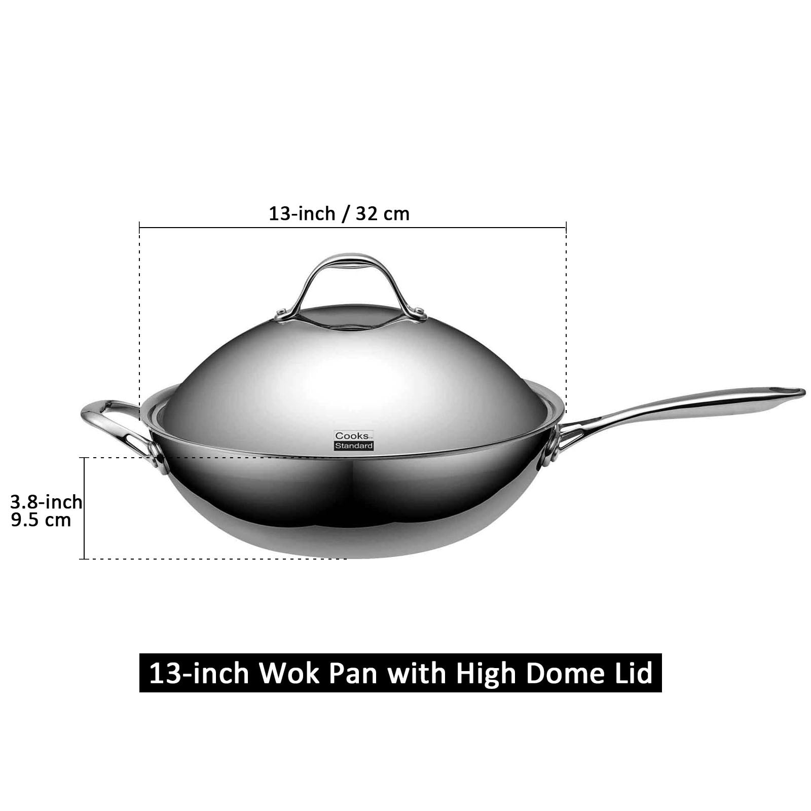Cooks Standard Wok Pan Stainless Steel, 13-Inch Multi-Ply Clad Stir Fry Pan with High Dome lid, Silver - Image 7