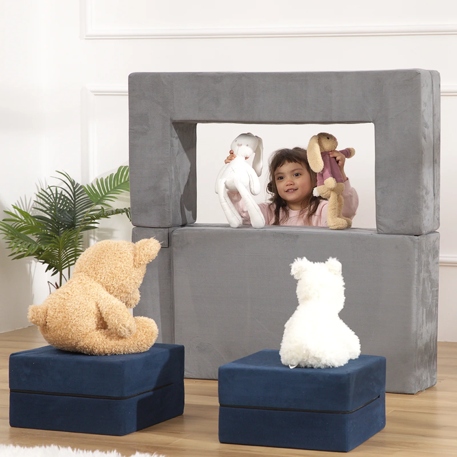 STAHMFOVER Play Couch Sofa for Kids Tunnel Climber Fold Out Sofa Convertible Playset - Image 5