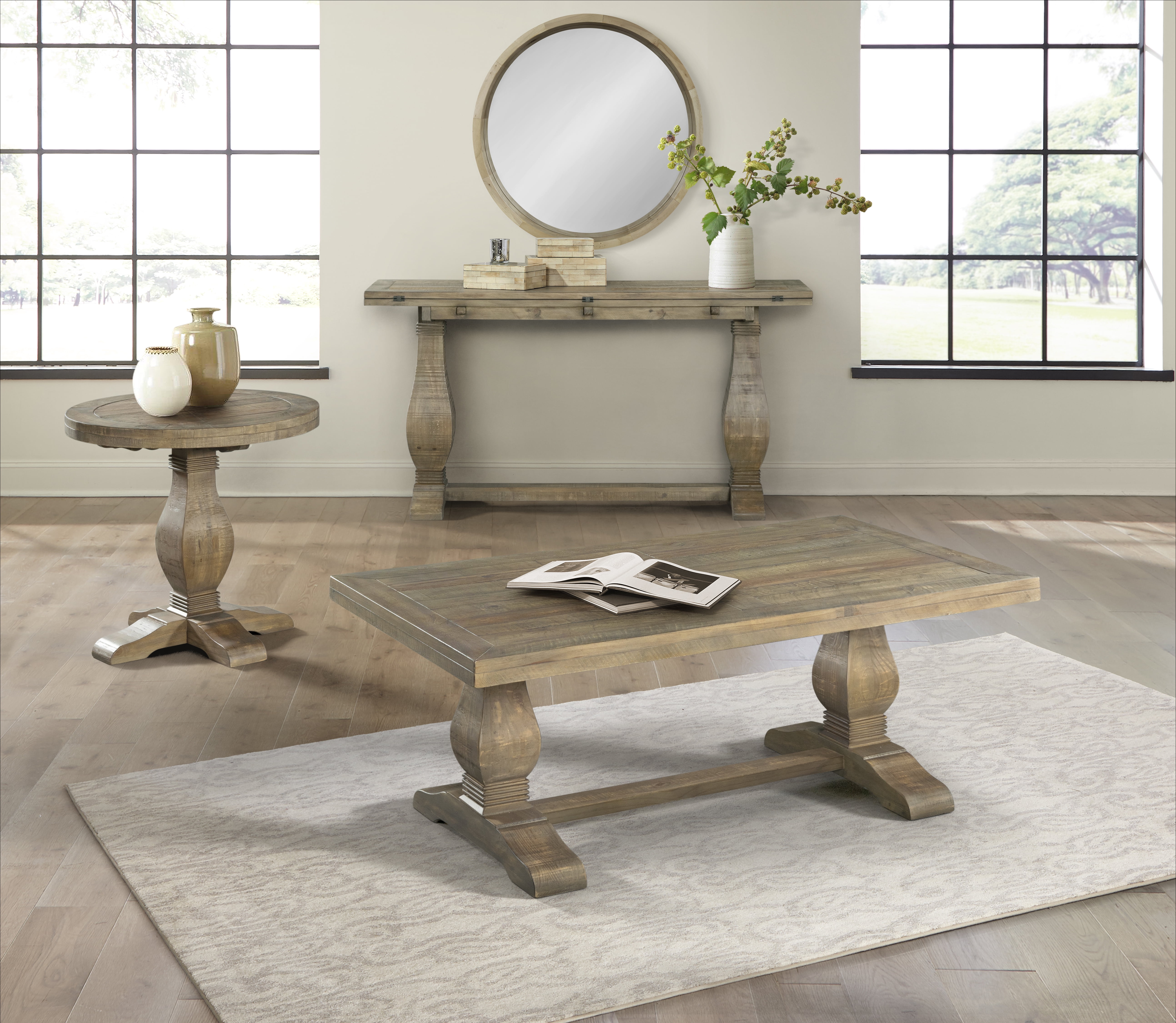 Martin Svensson Home Napa Pedestal Coffee Table, Reclaimed Natural - Image 4