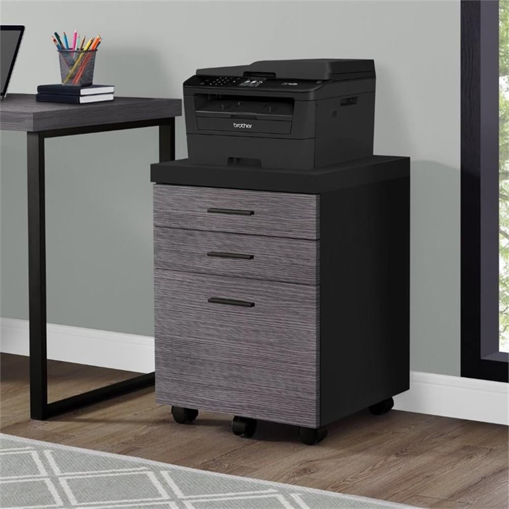 FILING CABINET - 3 DRAWER / BLACK / GREY ON CASTORS - Image 2