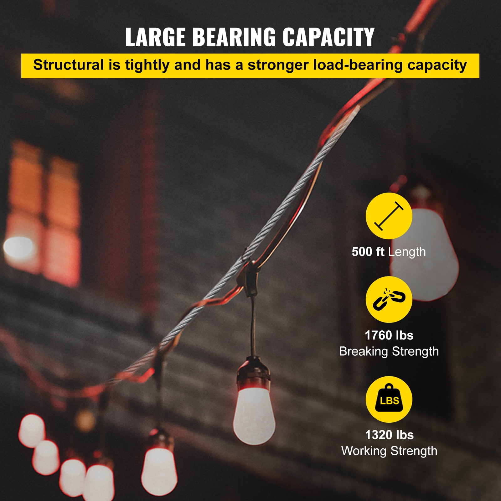 VEVOR 1/8" x 500ft Stainless Steel Cable Railing , 1x19 Wire Rope 316 Marine Grade, Braided Aircraft Cable for Deck, Rail, Balusters, Stair, Handrail, Porch, Fence - Image 6