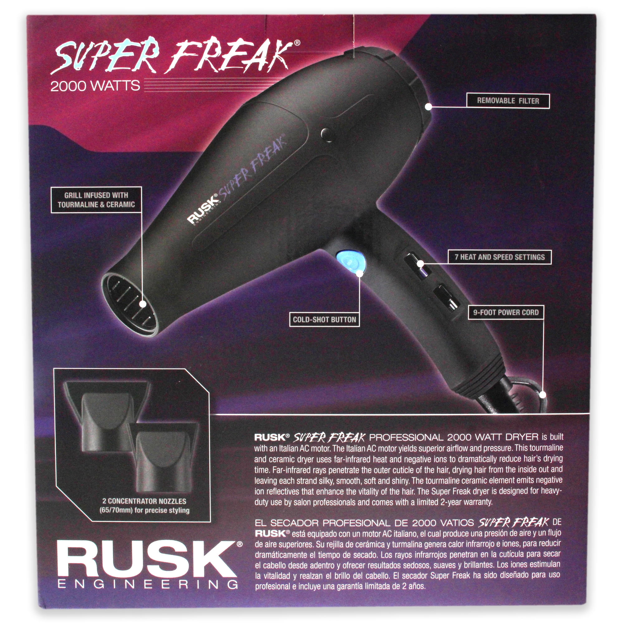 ($150 Value) Rusk Super Freak Professional 2000w Hair Dryer - Image 3